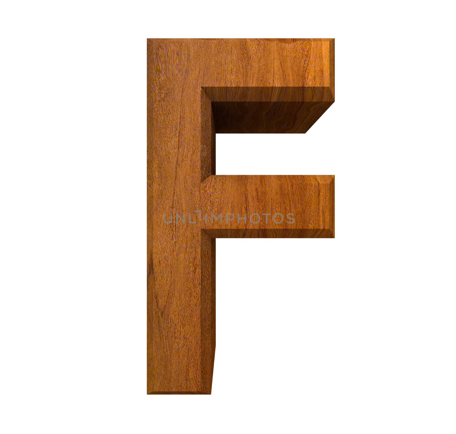 3d letter F in wood - 3d made