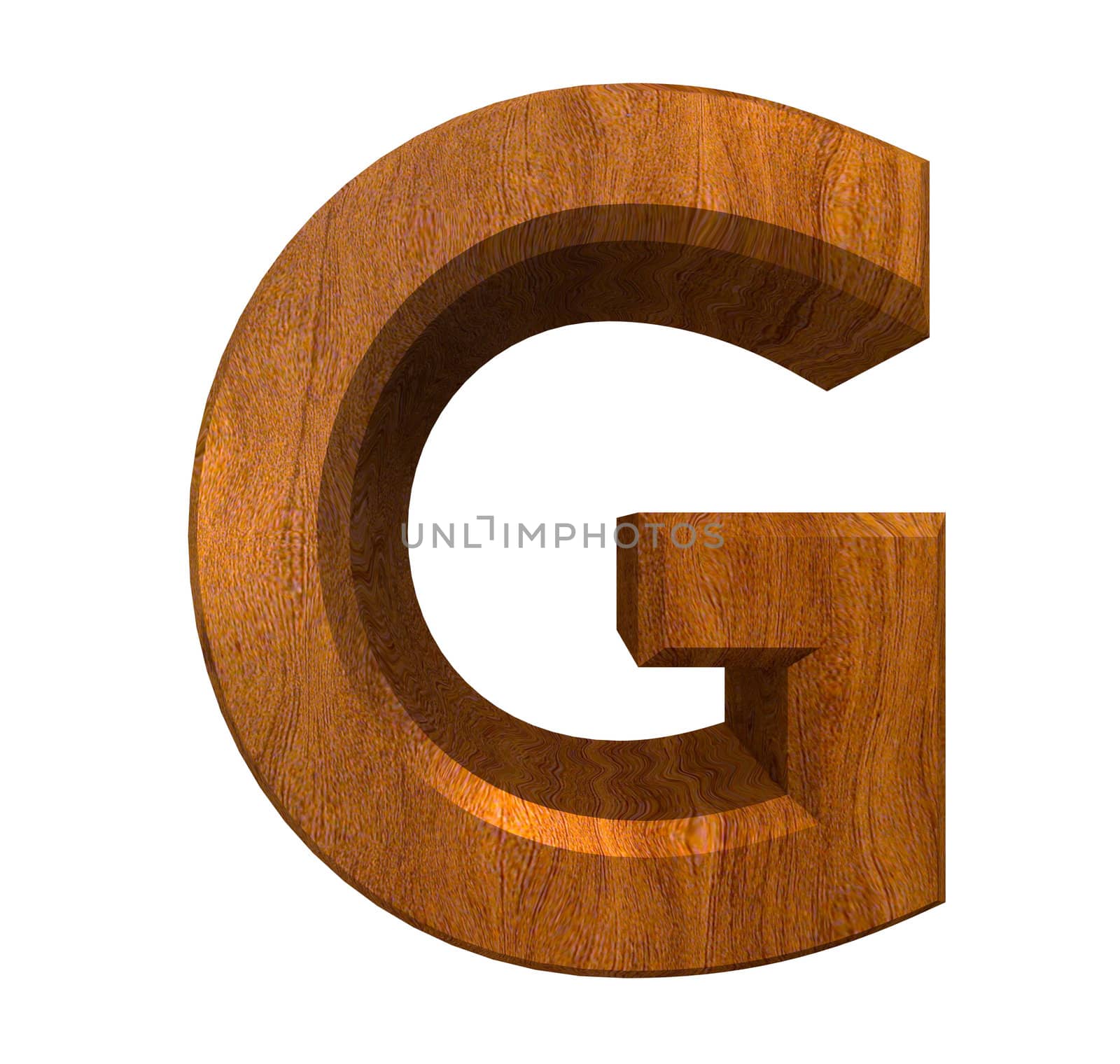 3d letter G in wood - 3d made