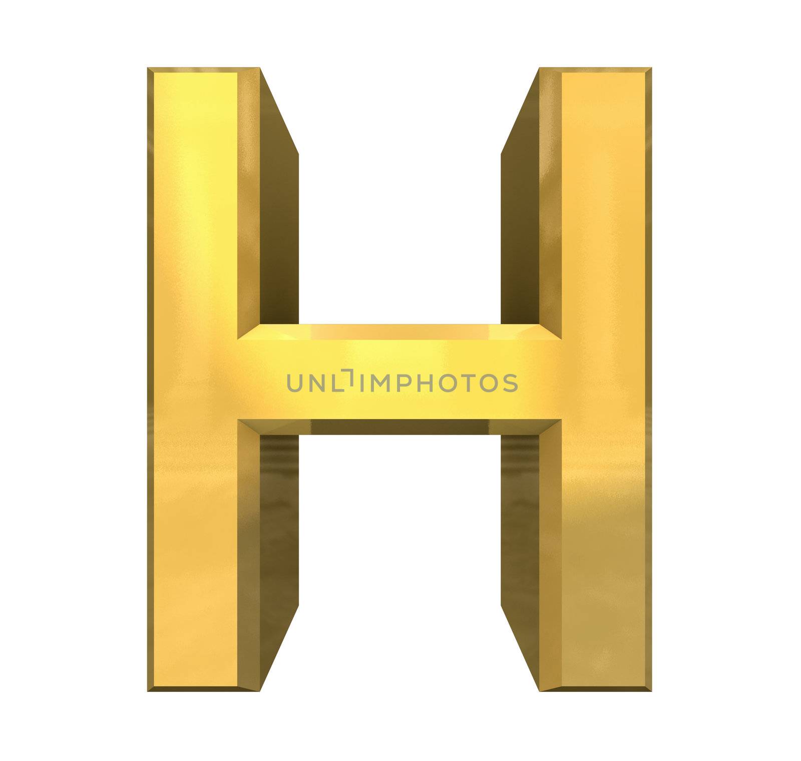 gold 3d letter H - 3d made
