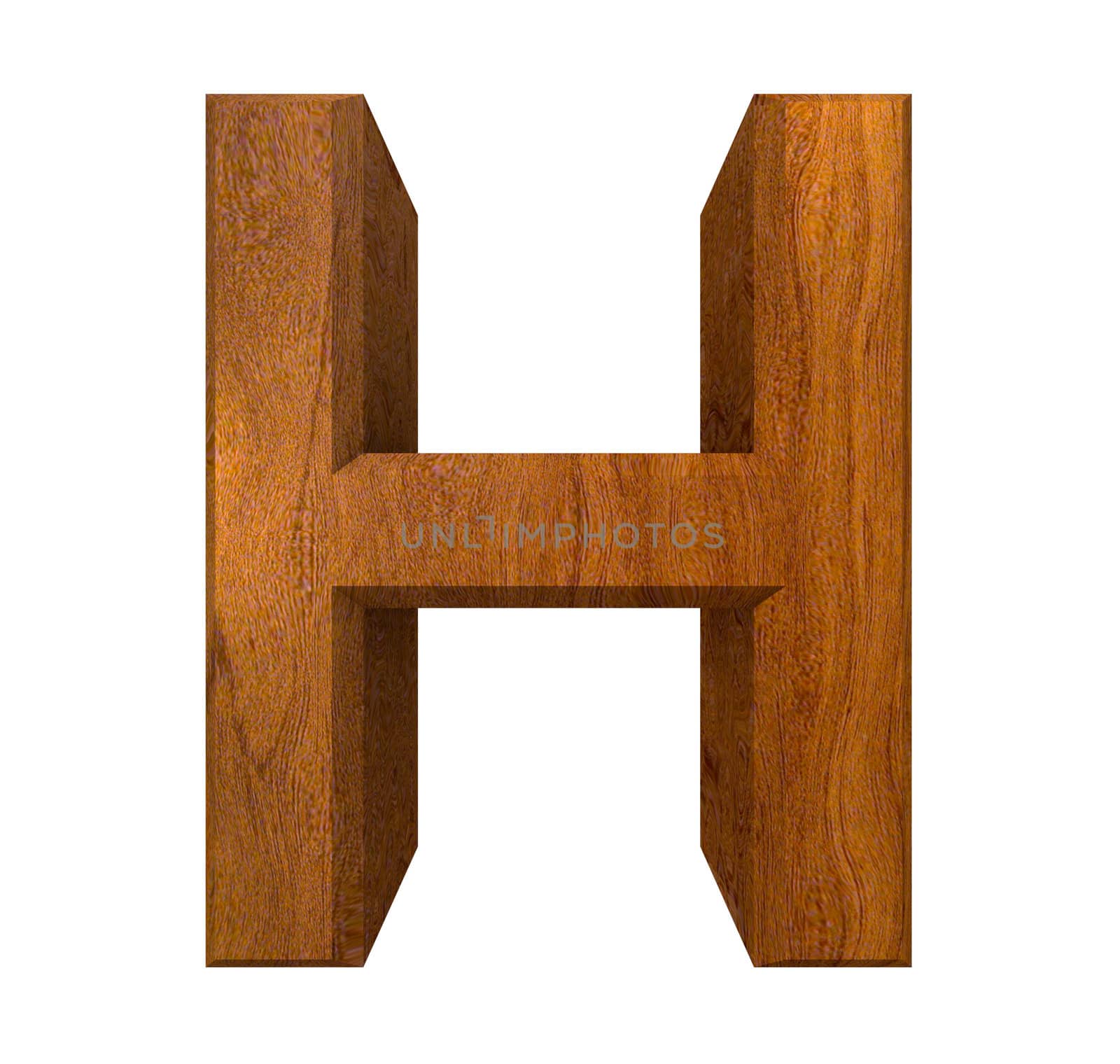 3d letter H in wood - 3d made