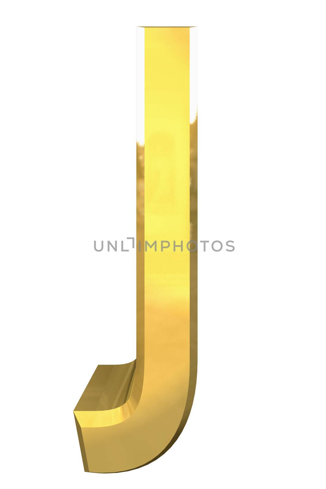 gold 3d letter J - 3d made