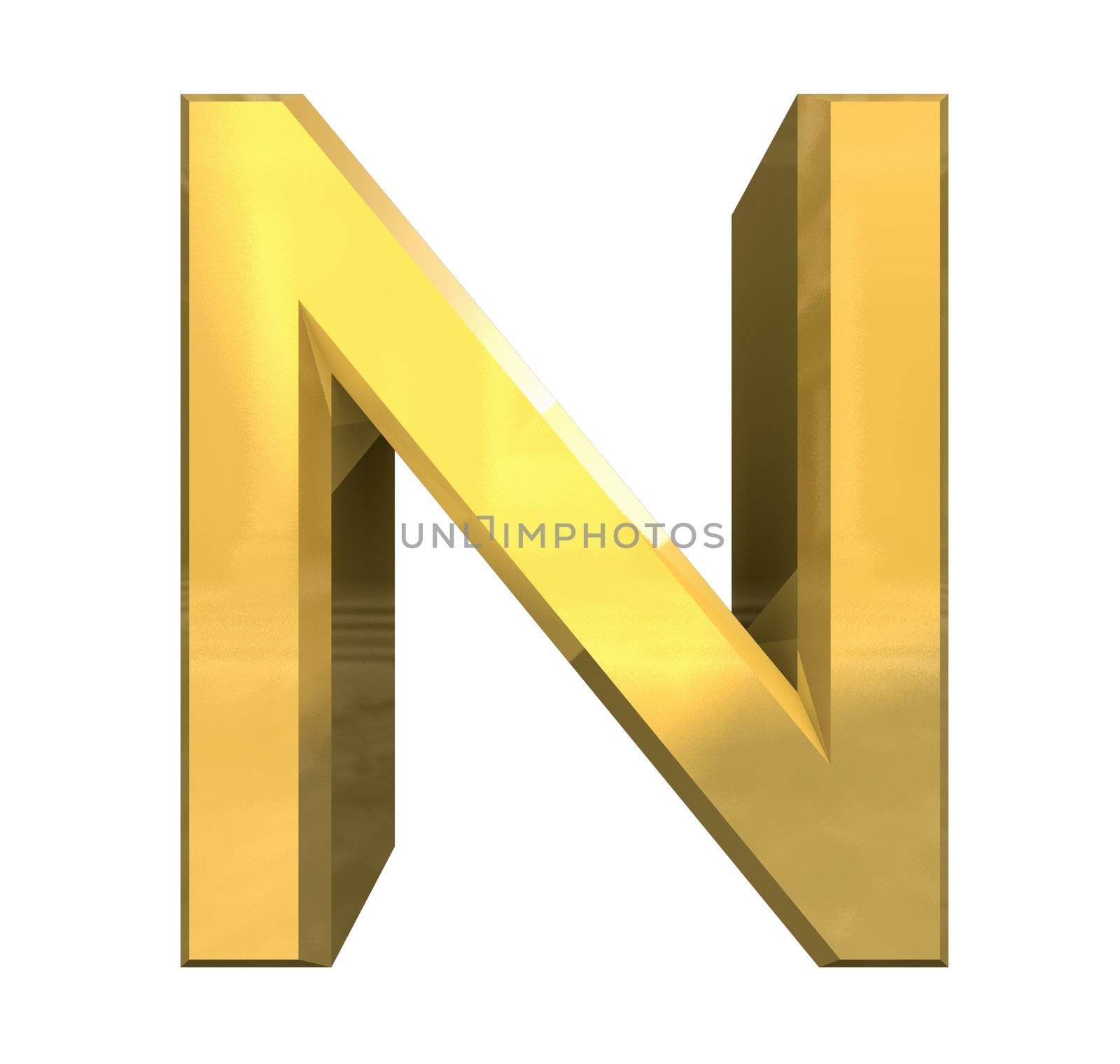 gold 3d letter N - 3d made