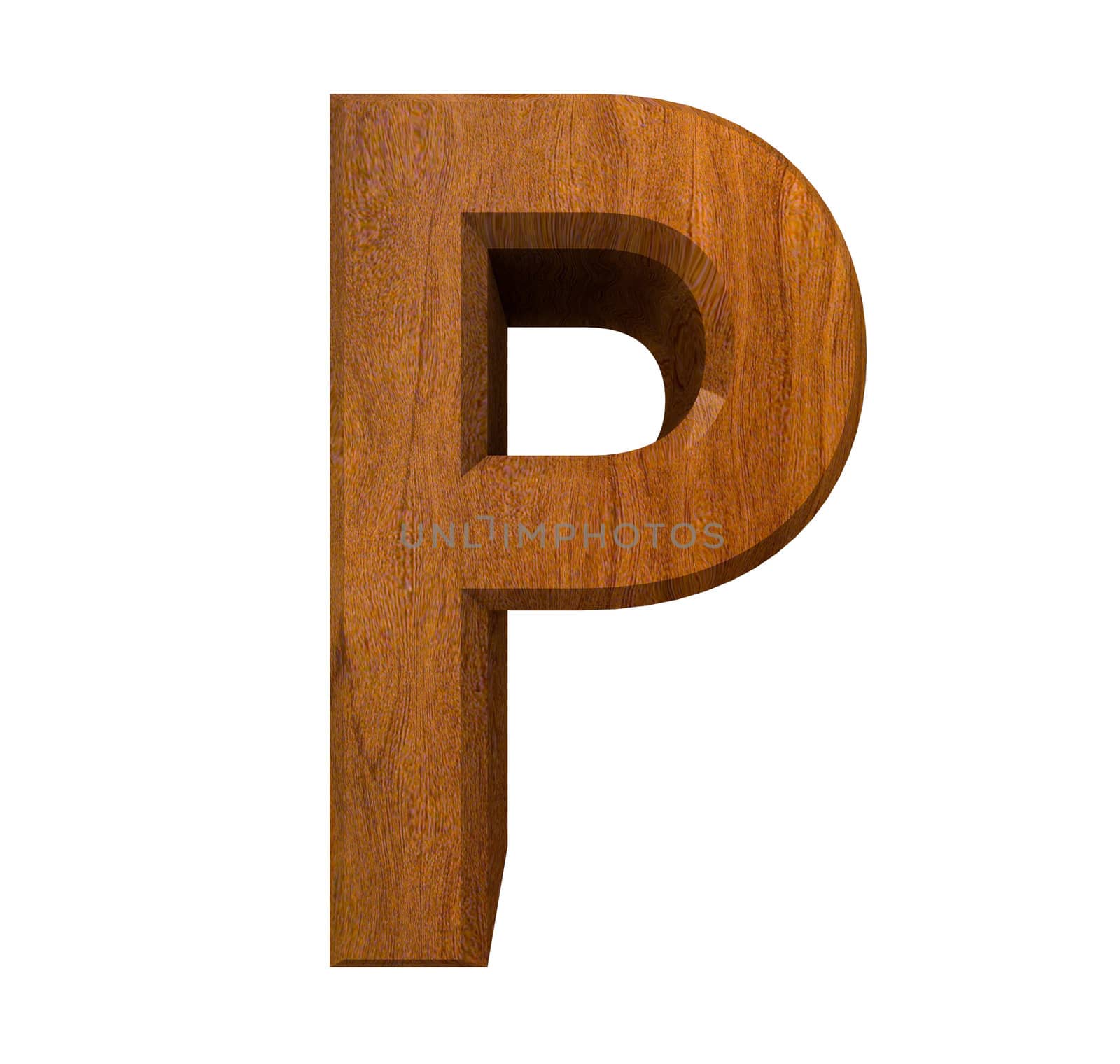 3d letter P in wood - 3d made