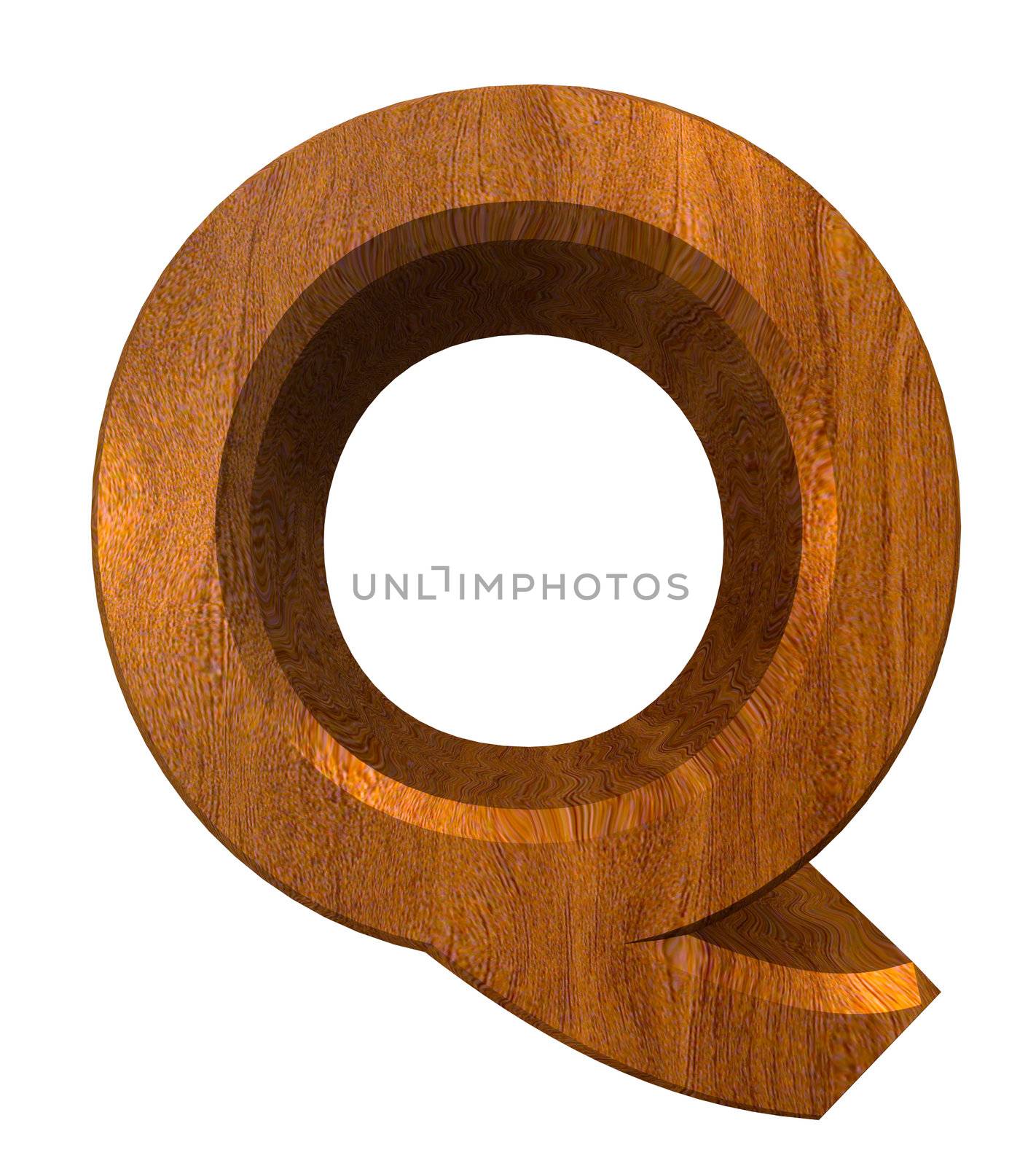 3d letter Q in wood - 3d made