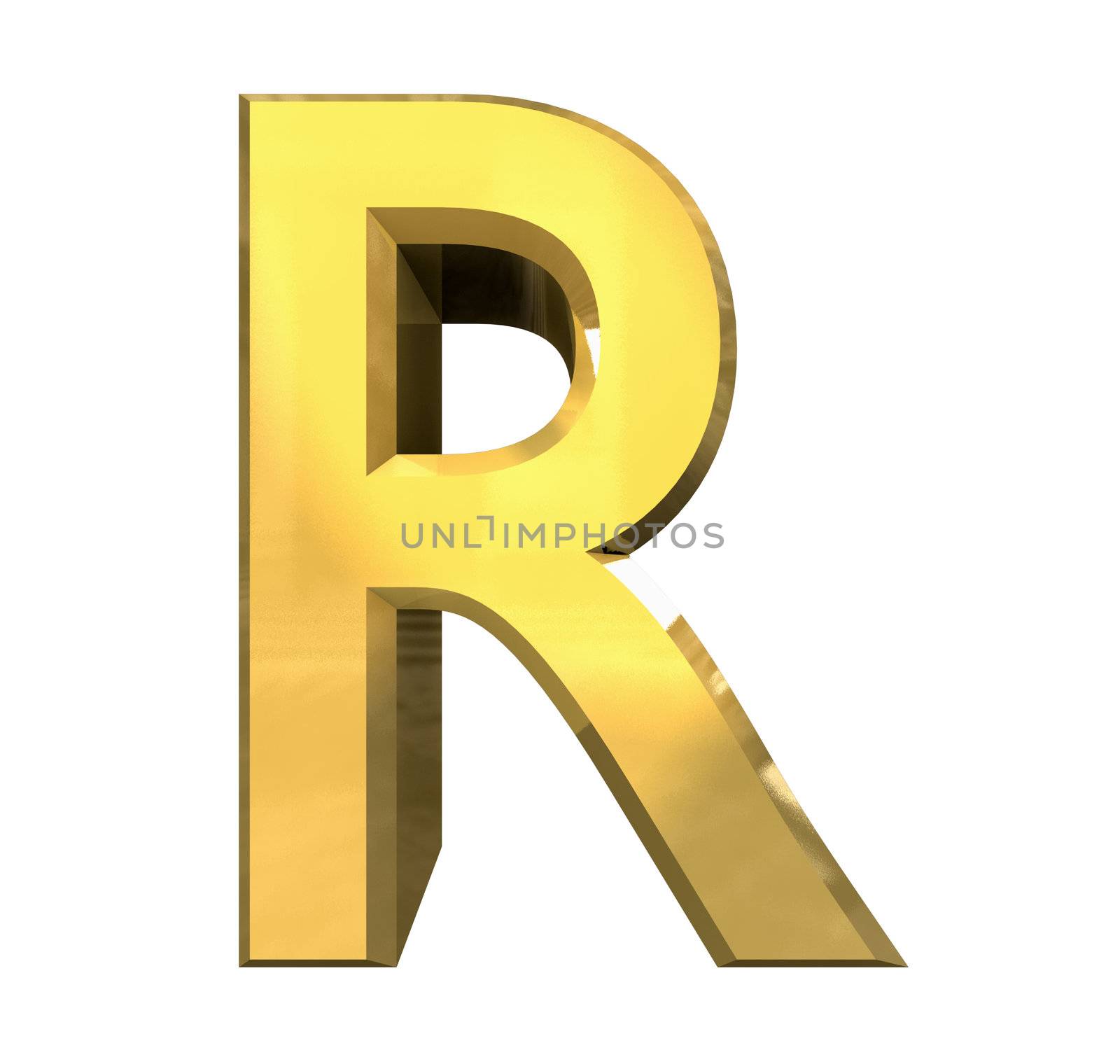 gold 3d letter R - 3d made