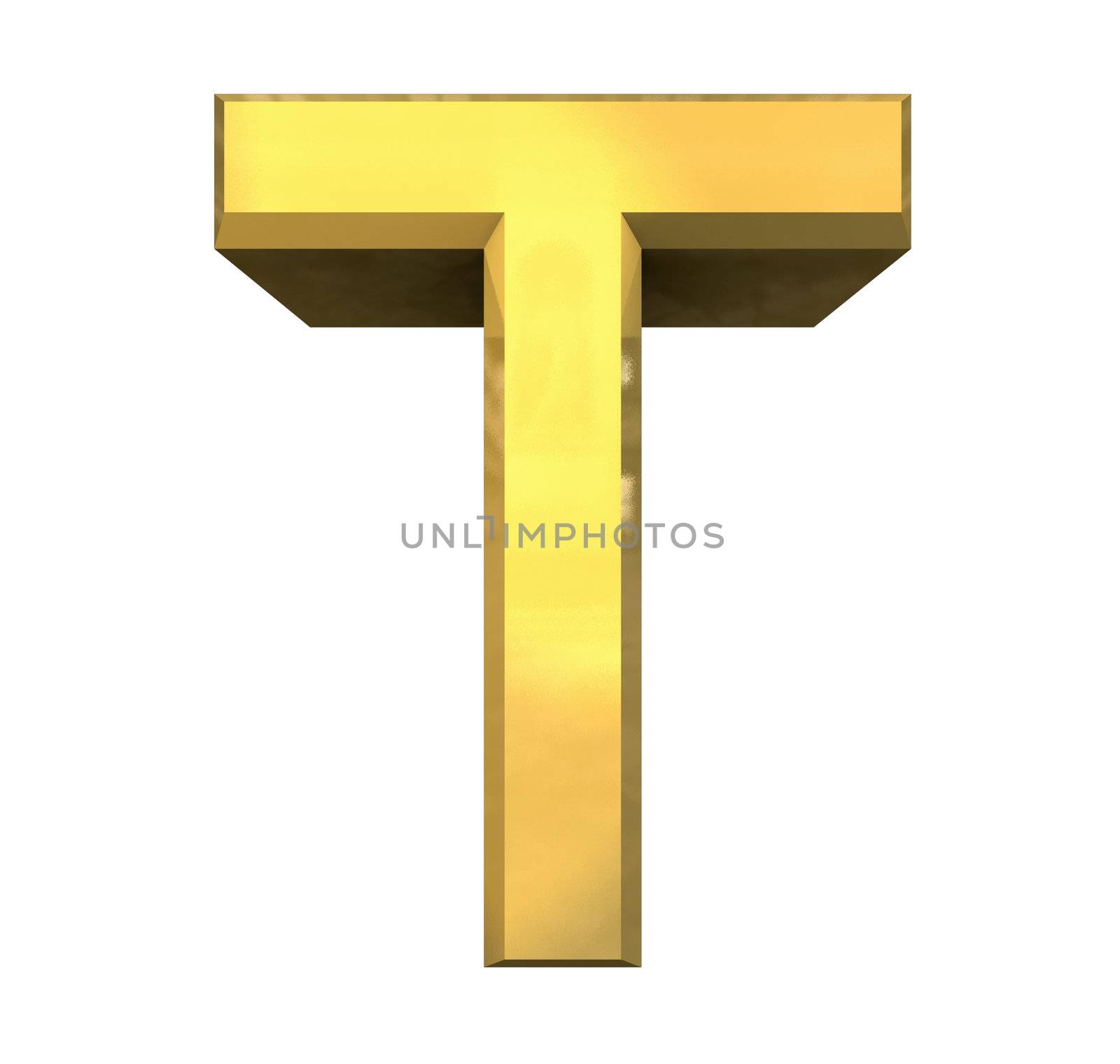 gold 3d letter T - 3d made