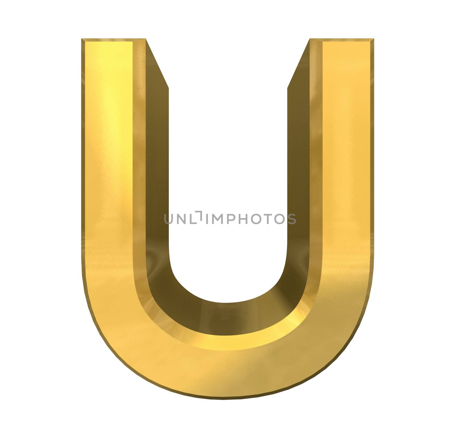 gold 3d letter U - 3d made