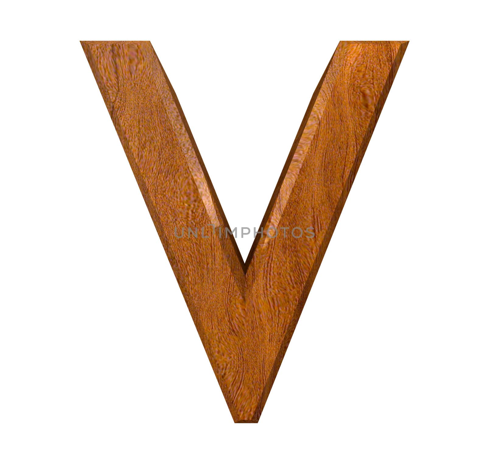 3d letter V in wood - 3d made