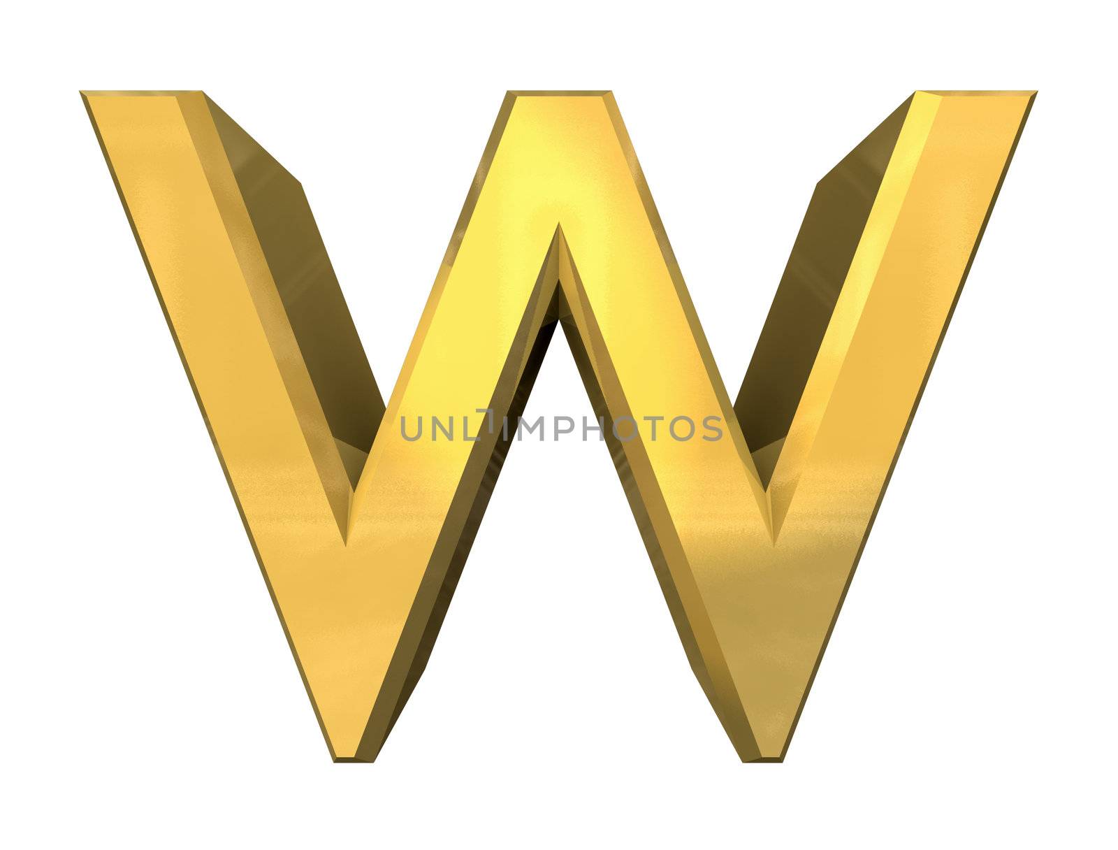 gold 3d letter W - 3d made