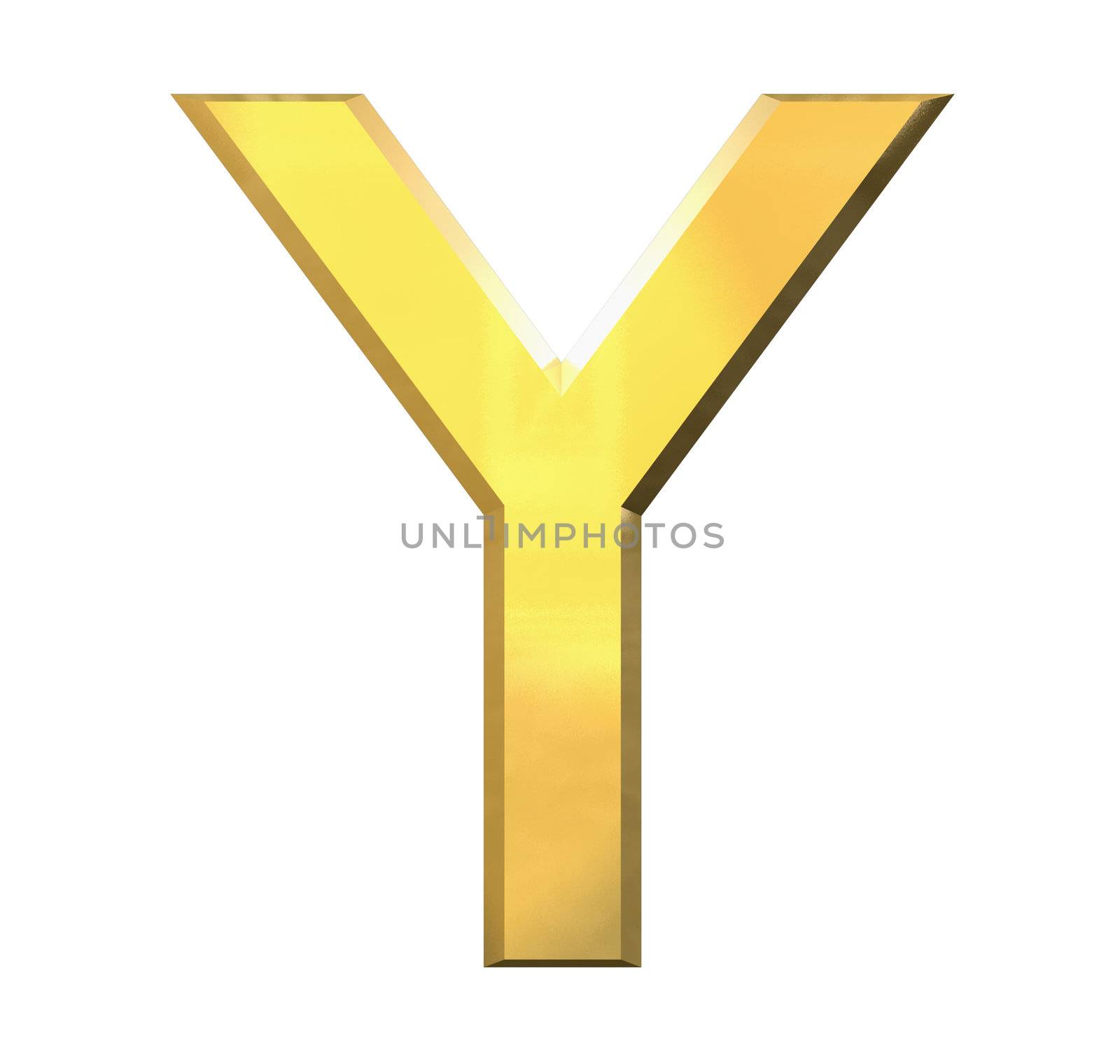 gold 3d letter Y - 3d made