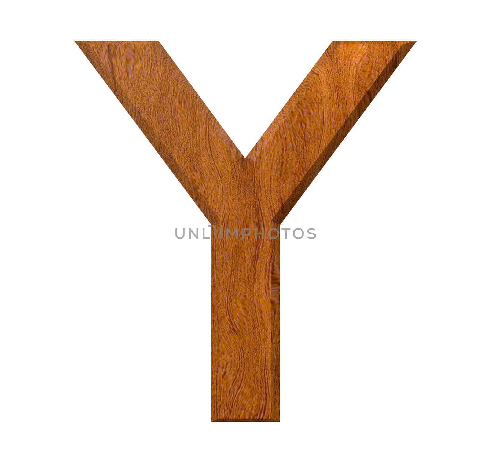 3d letter Y in wood - 3d made