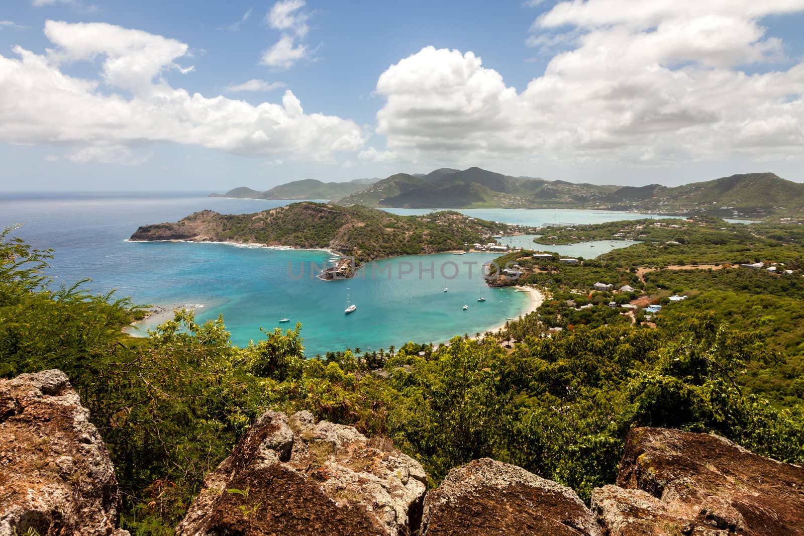 Tropical Caribbean Landscape of English Harbour and Nelson's Dockyard in Antigua 