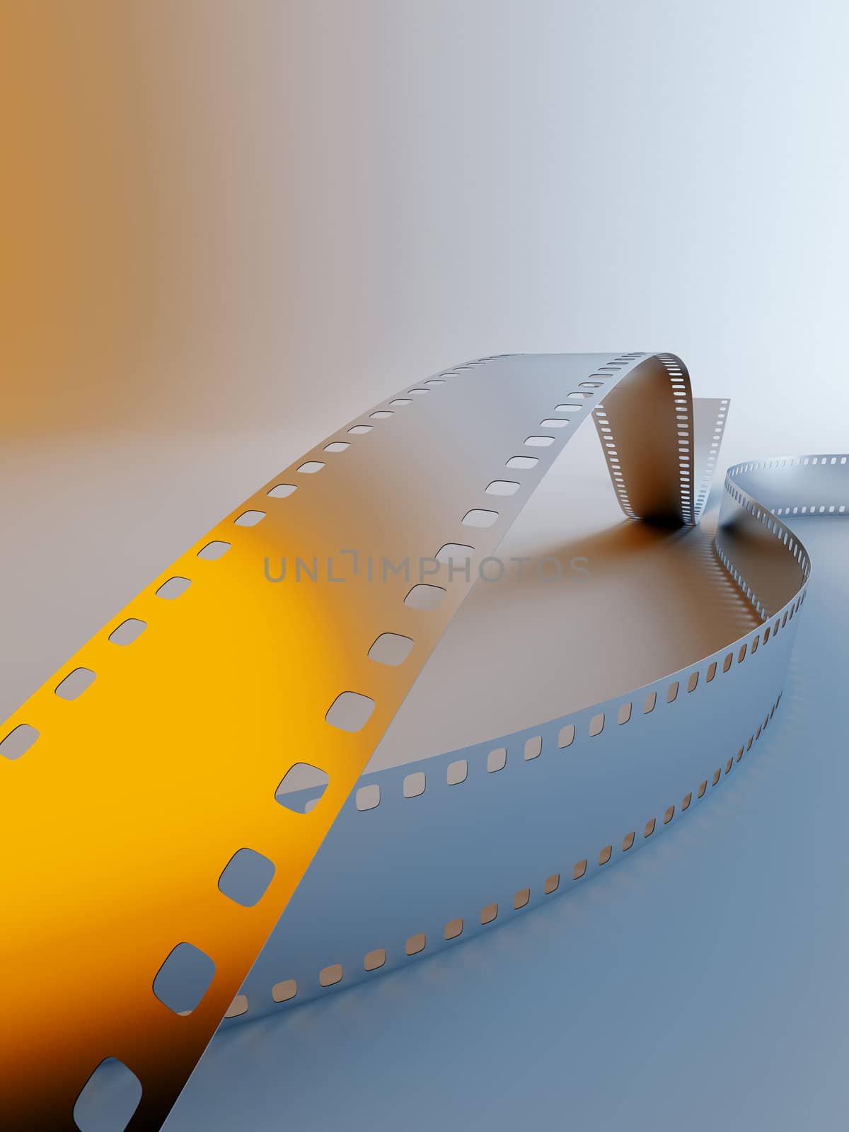 photo film on a blue background with yellow light