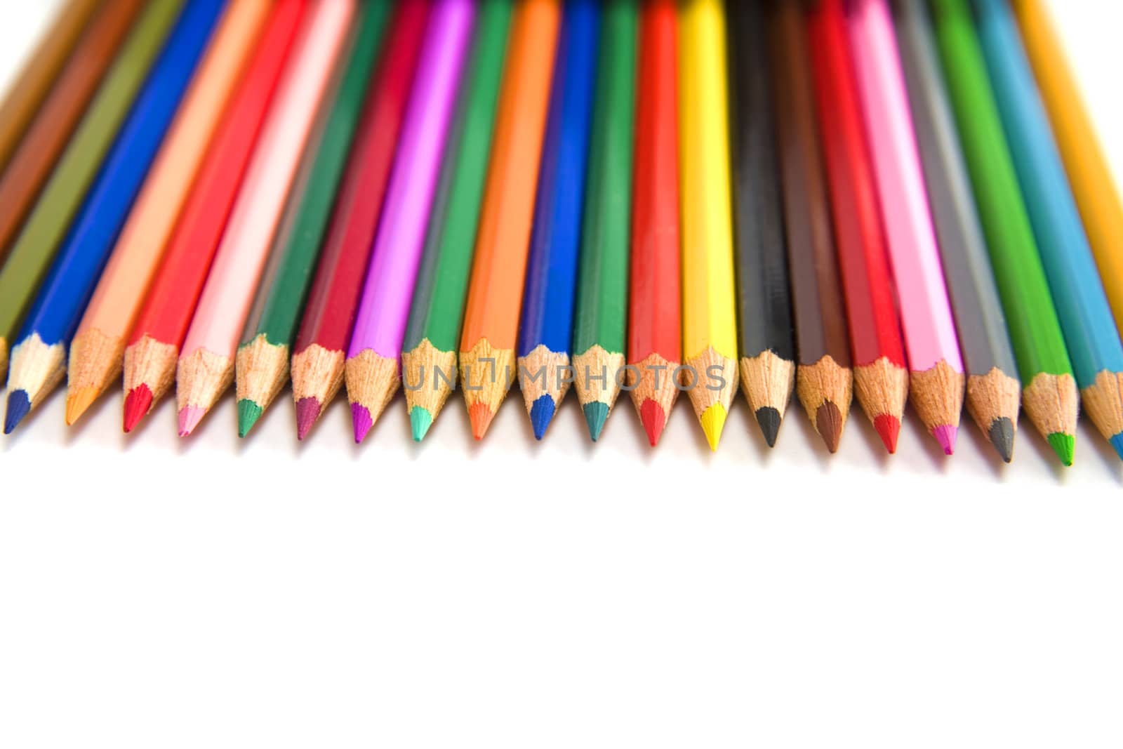 set of pencils on a white background