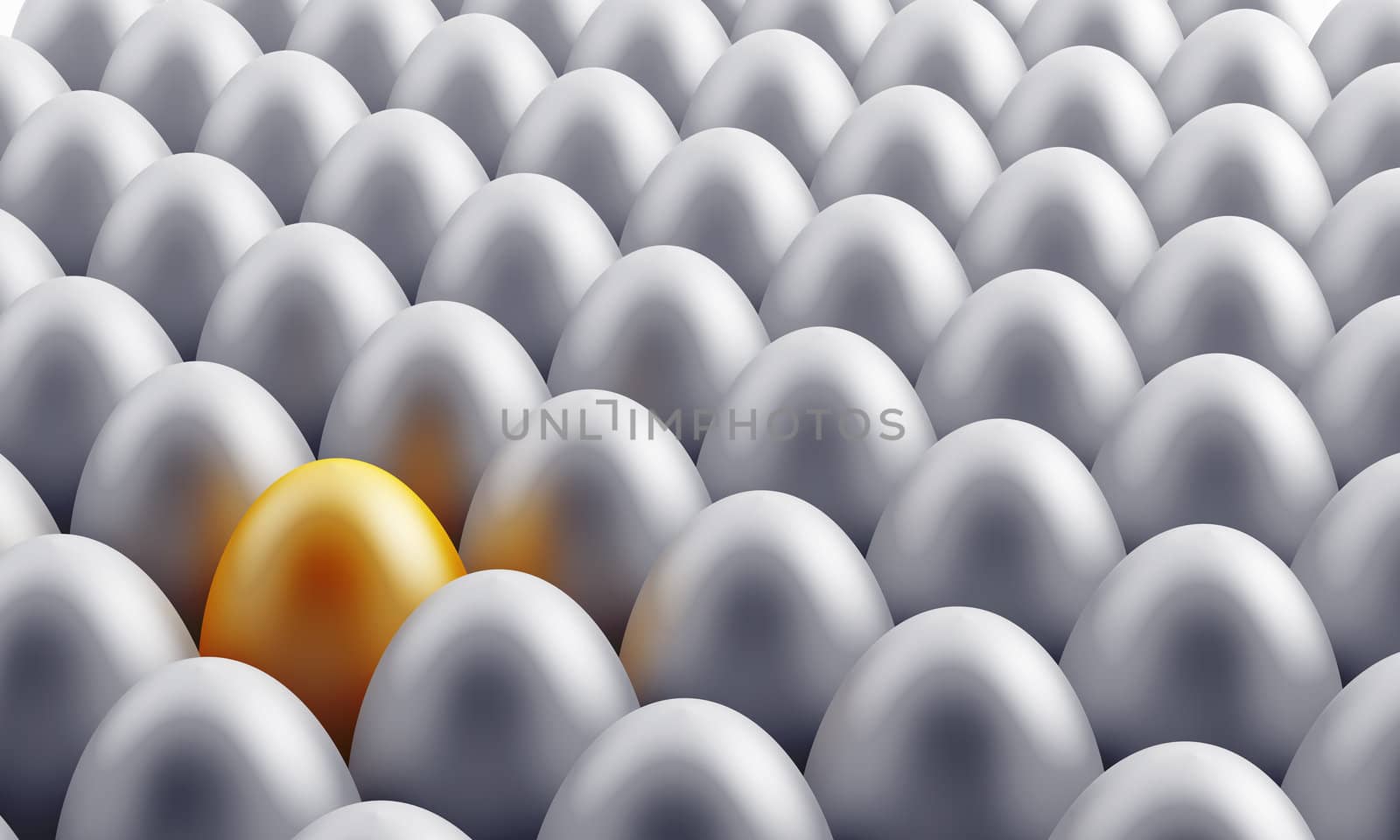 background consisting of shiny silver and one gold egg