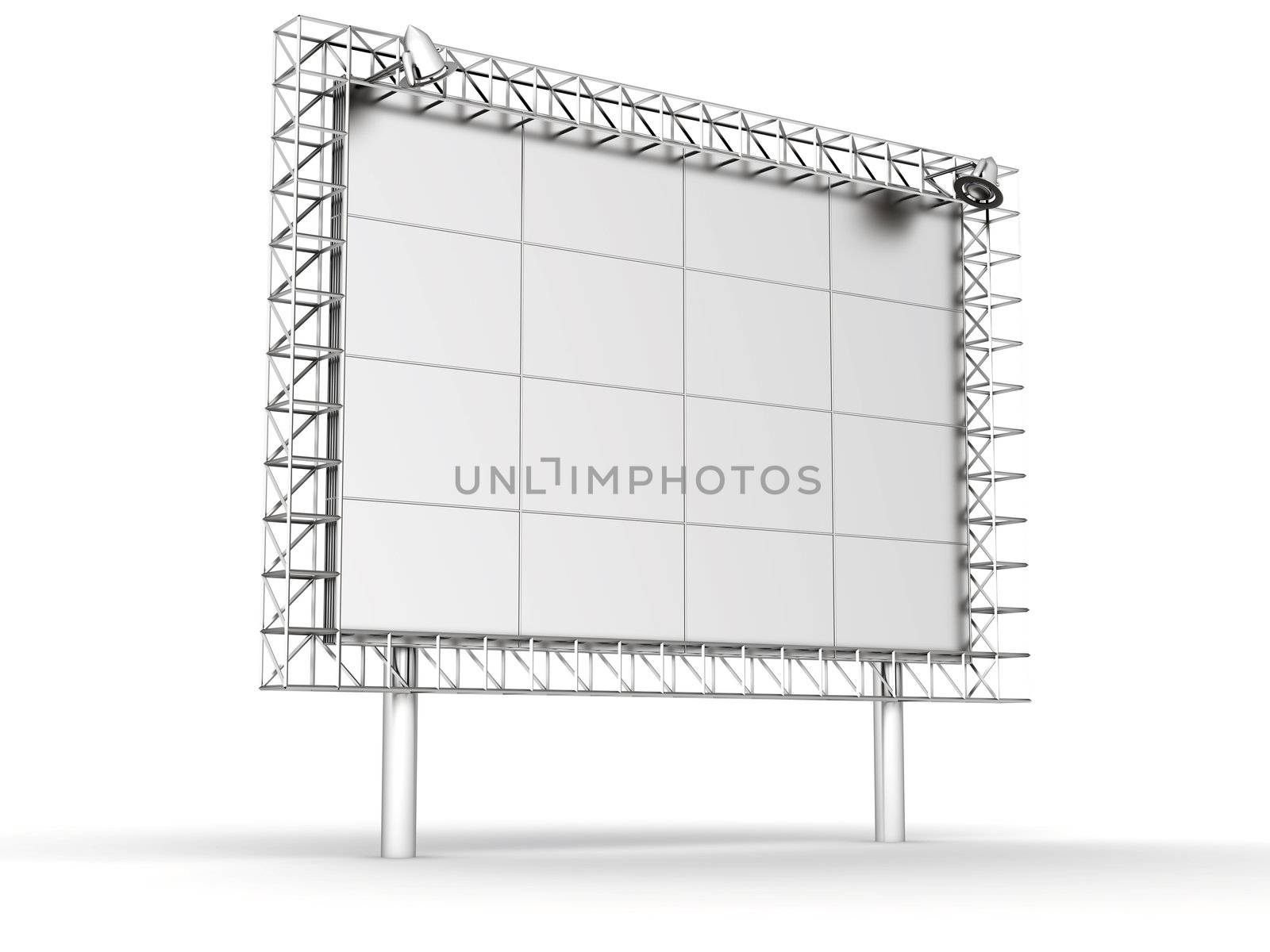 Advertising information banner with illumination on a white background