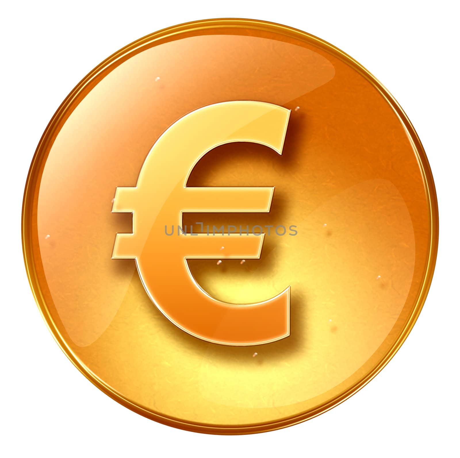 Euro icon yellow, isolated on white background by zeffss