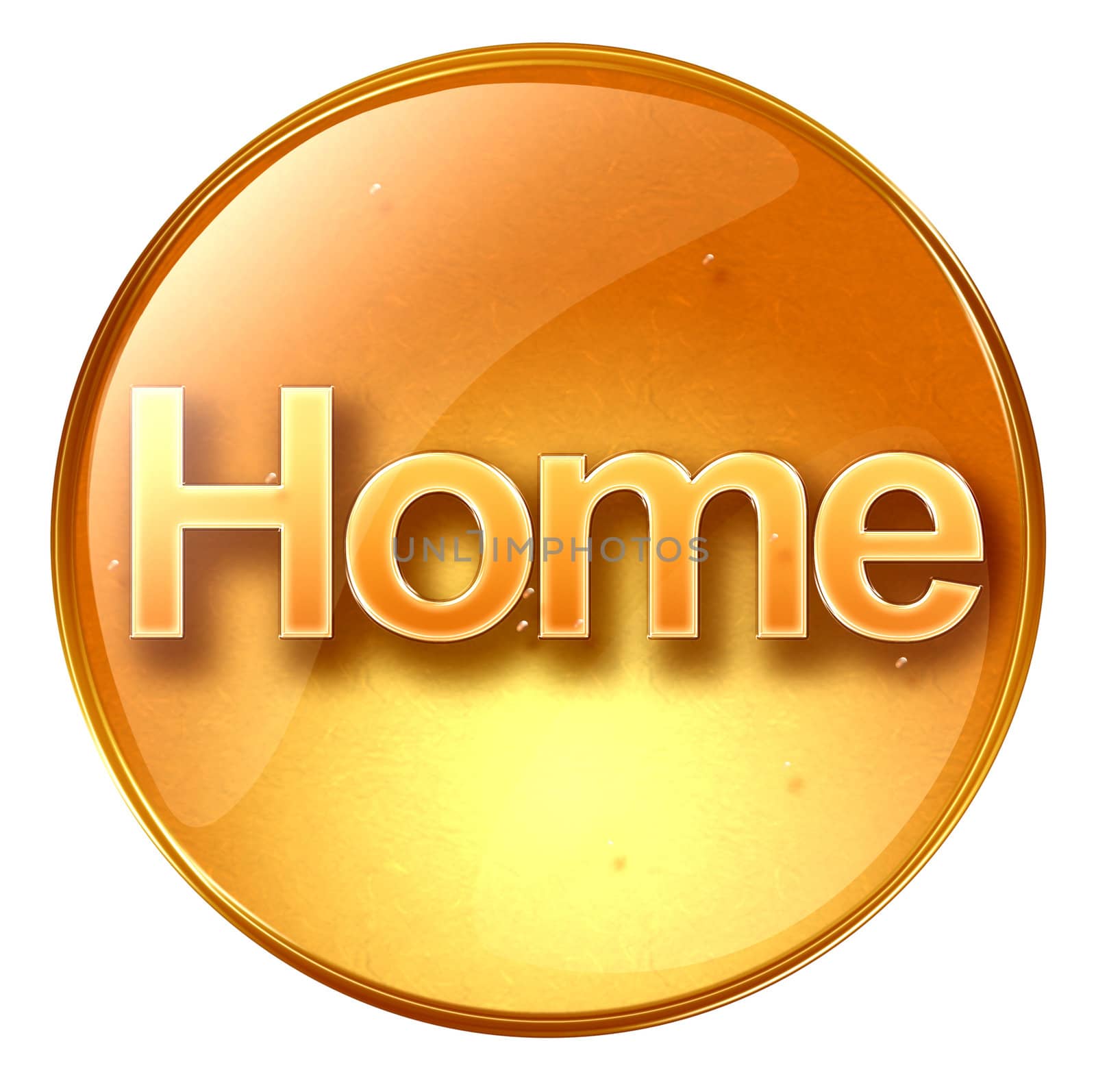 Home icon yellow, isolated on white background. 