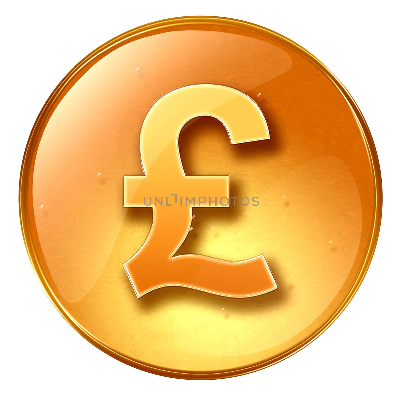 Pound icon yellow, isolated on white background 