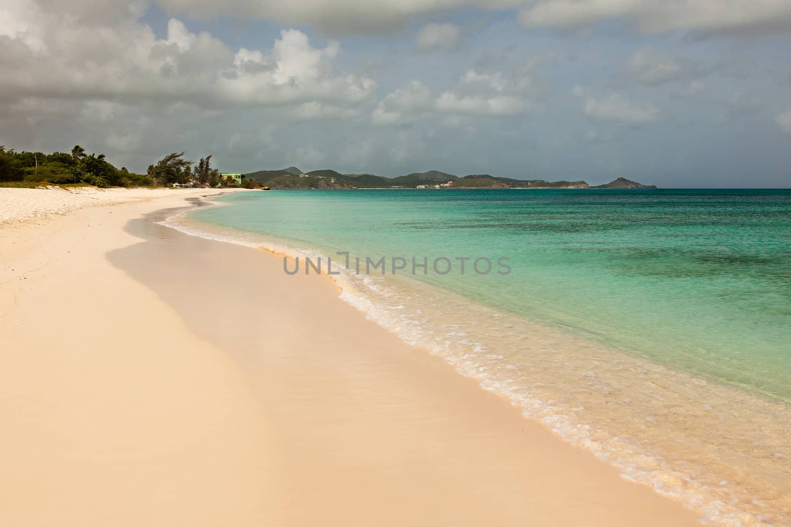 Landscape of Sandy Tropical Caribbean Runaway Beach Antigua