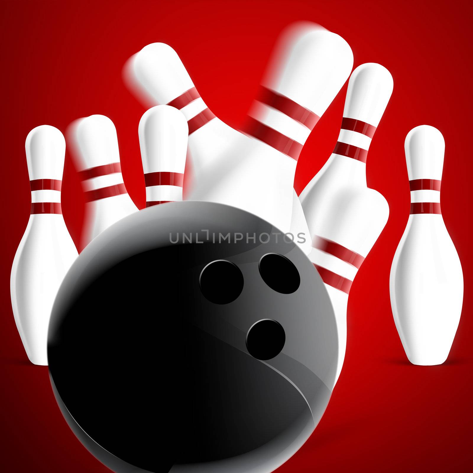 Bowling pins on red background