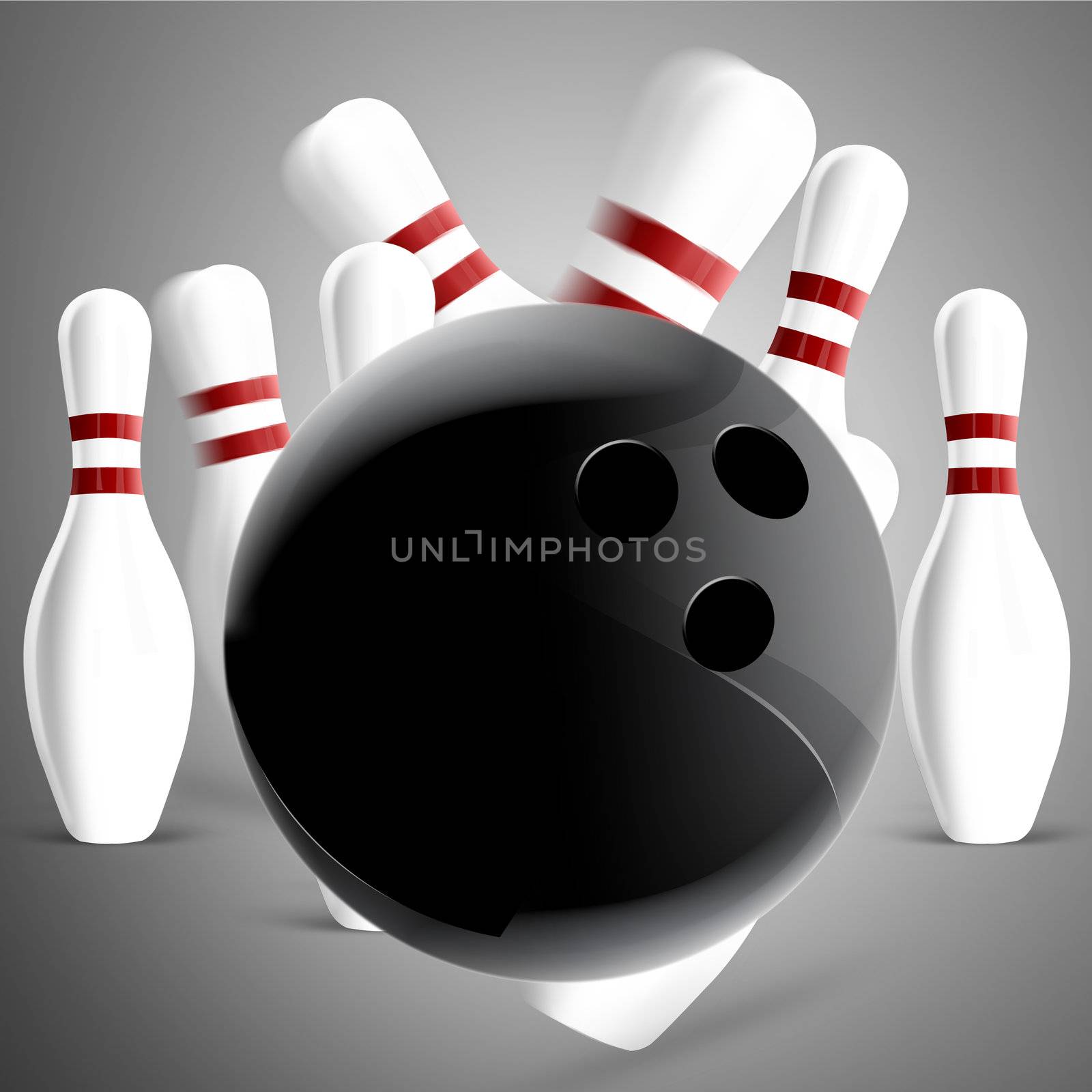 Bowling pins on red background