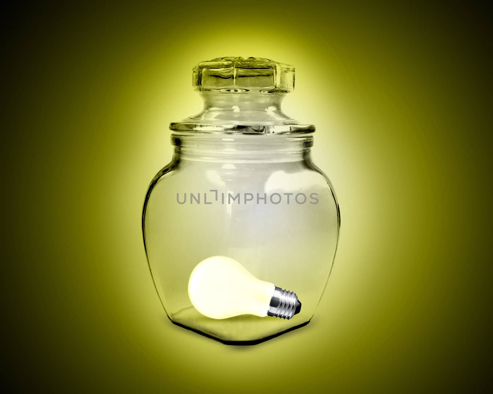 light bulb inside glass jar