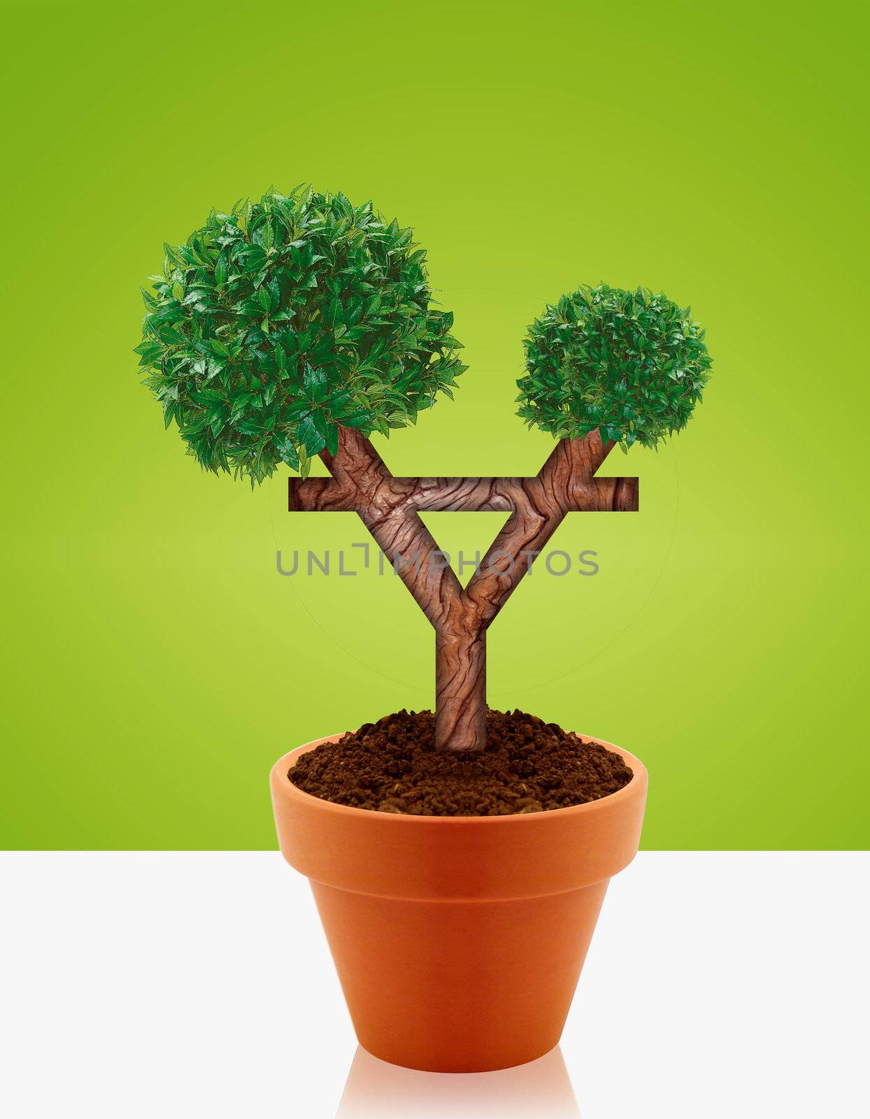 Money tree made of Yuan sign, a business concept of growing business and investments