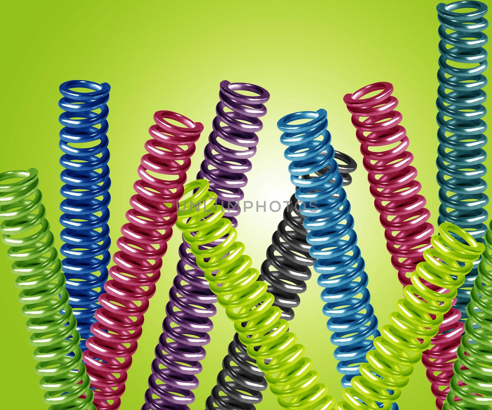 multicolored metal springs