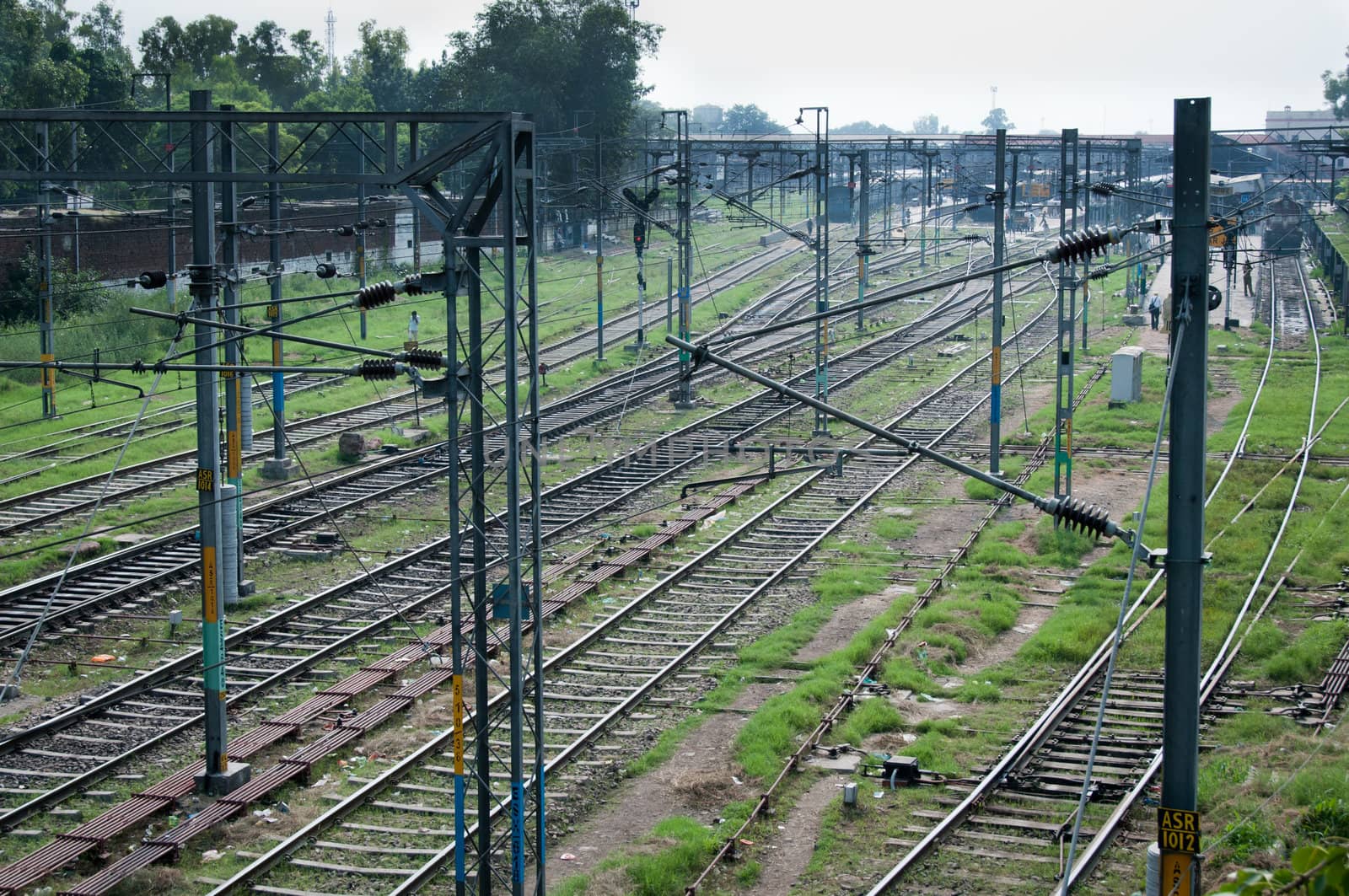 Amritsar, India - August 26, 2011: Tracks of the great Indian railway transport system on the station