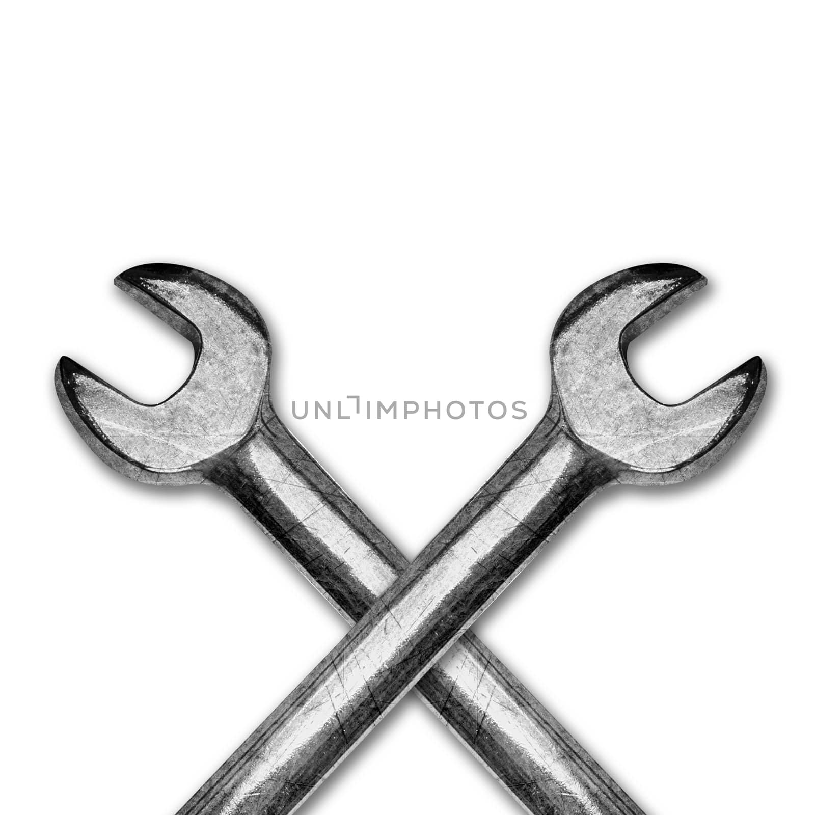 Two spanners or wrenchs on white background.