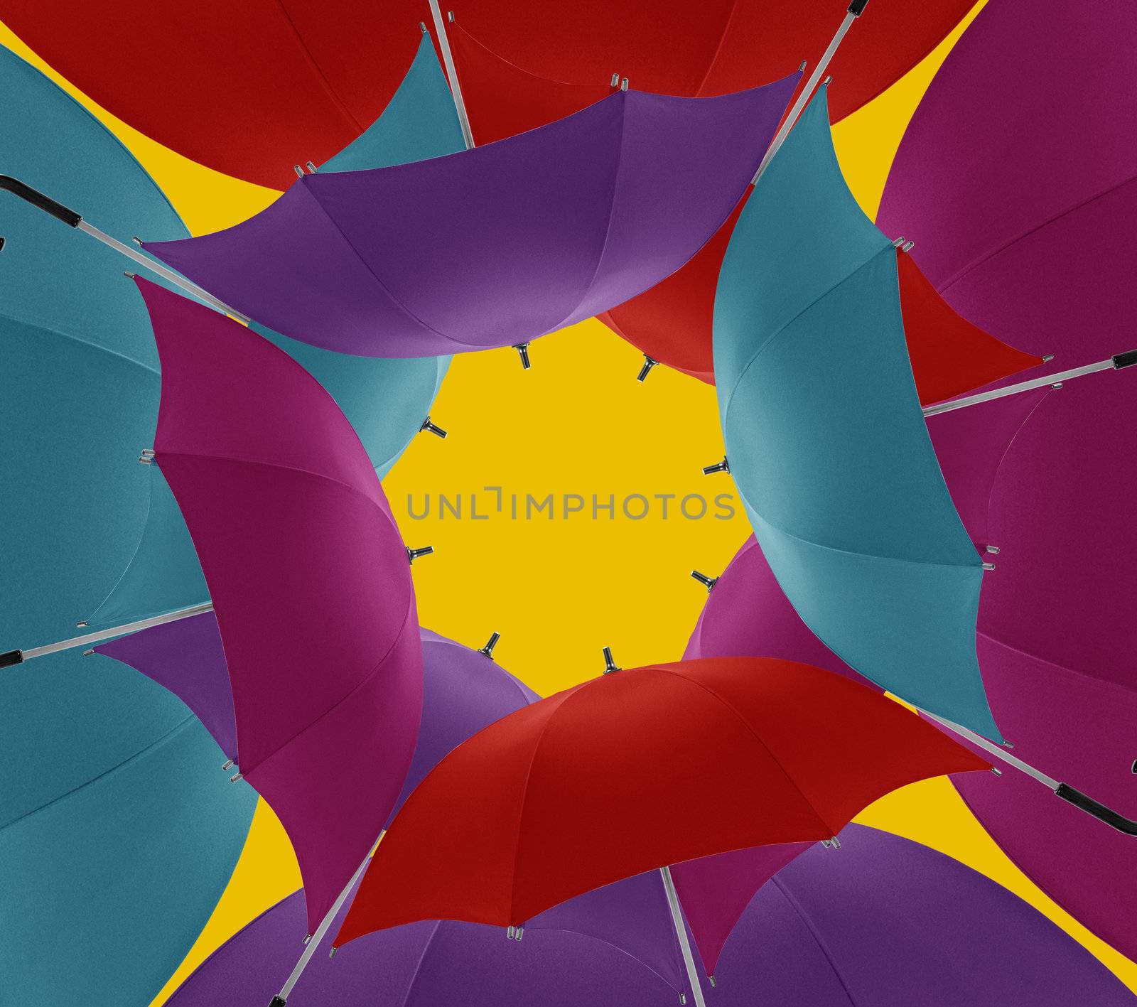 Multicolored umbrellas a symbol of summer, fashion and decoration.