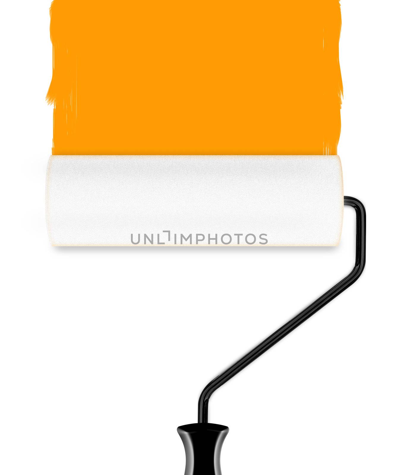 roller brush with wall paint.