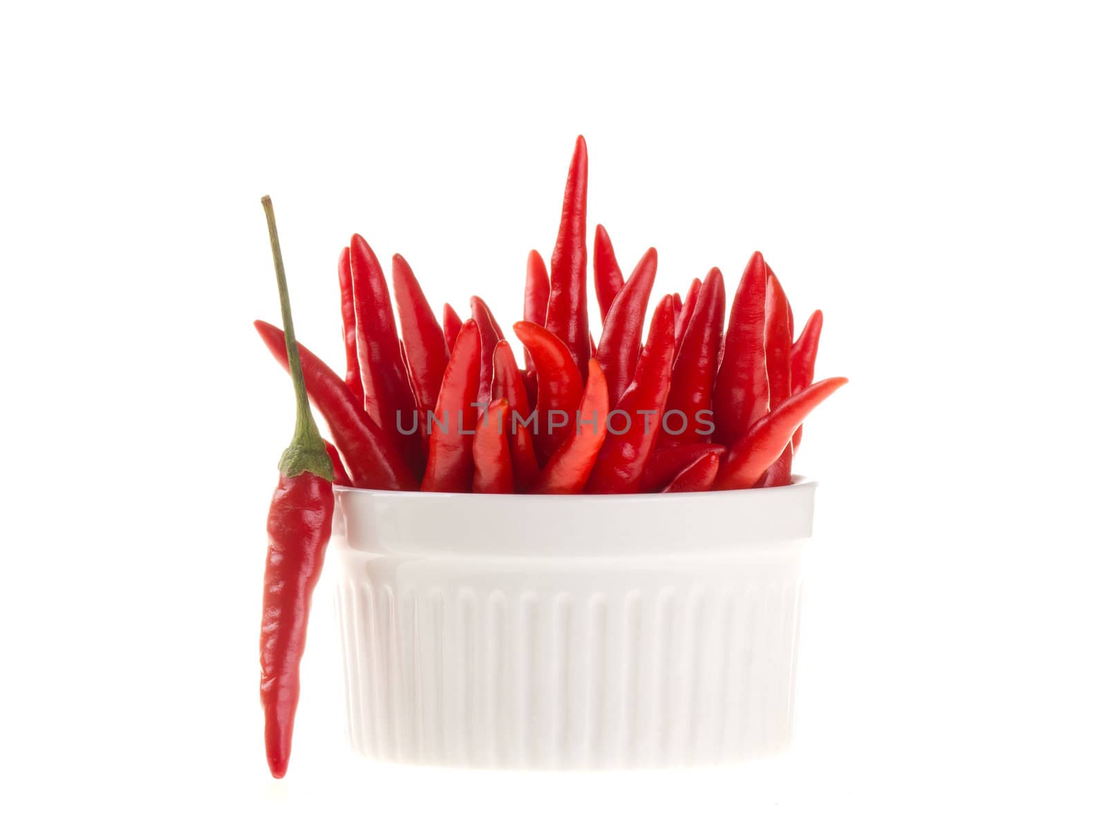 Red chili peppers in a bowl