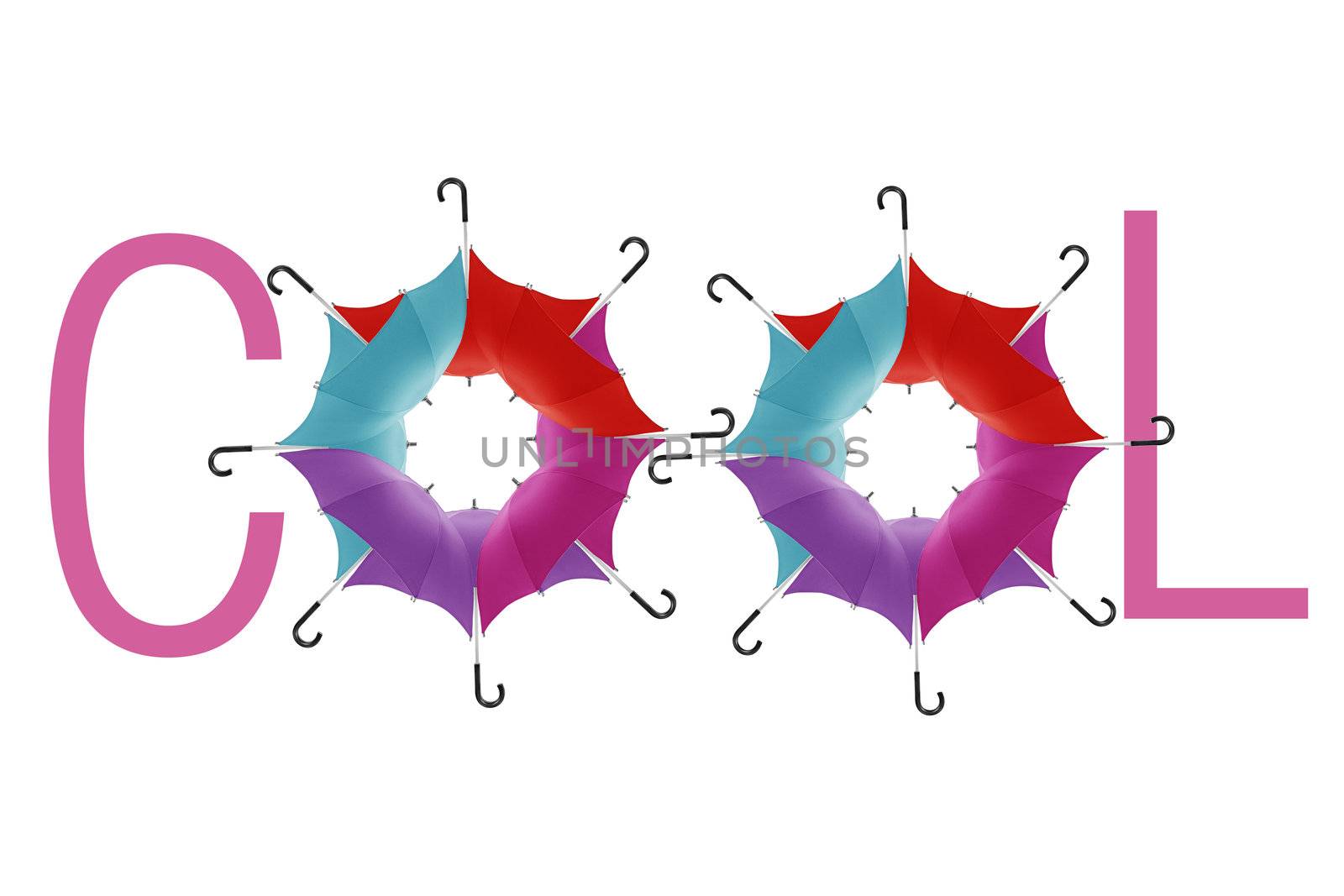 Multicolored umbrellas a symbol of cool.