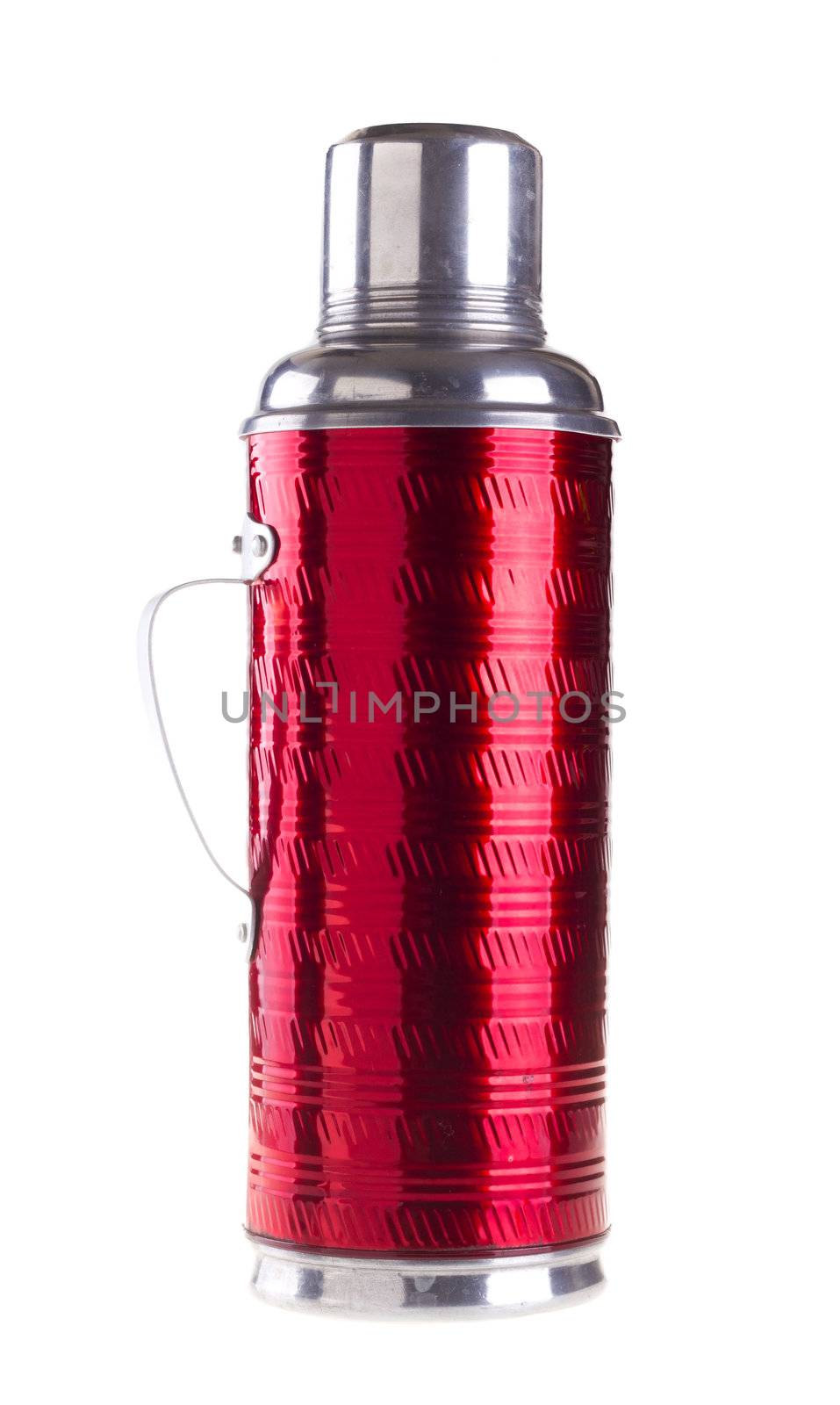 An old  design thermo flask isolated on white