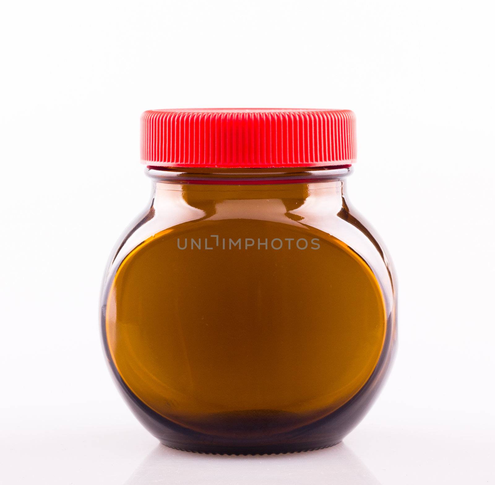 Empty glass bottles on white background