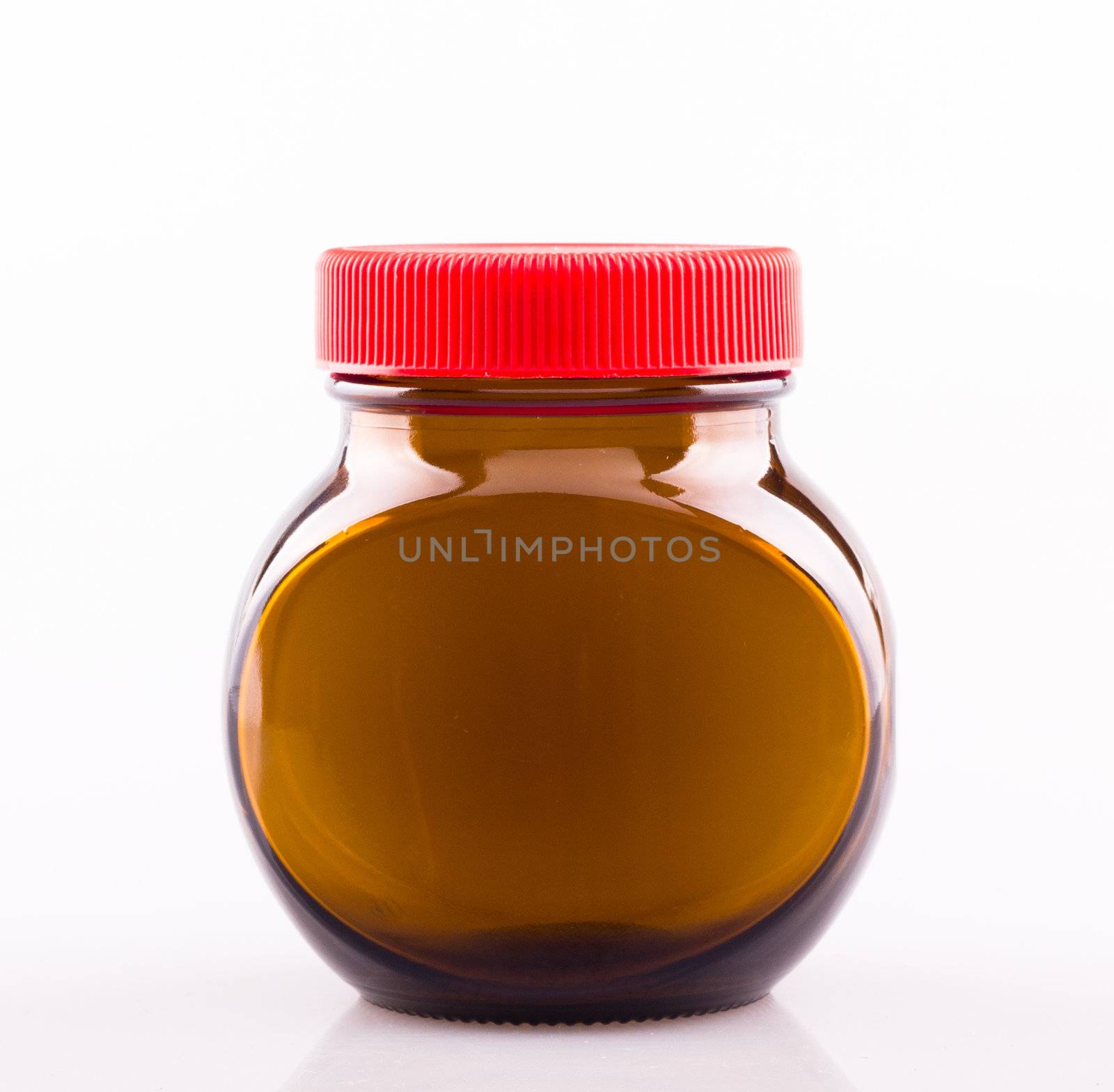 Empty glass bottles on white background