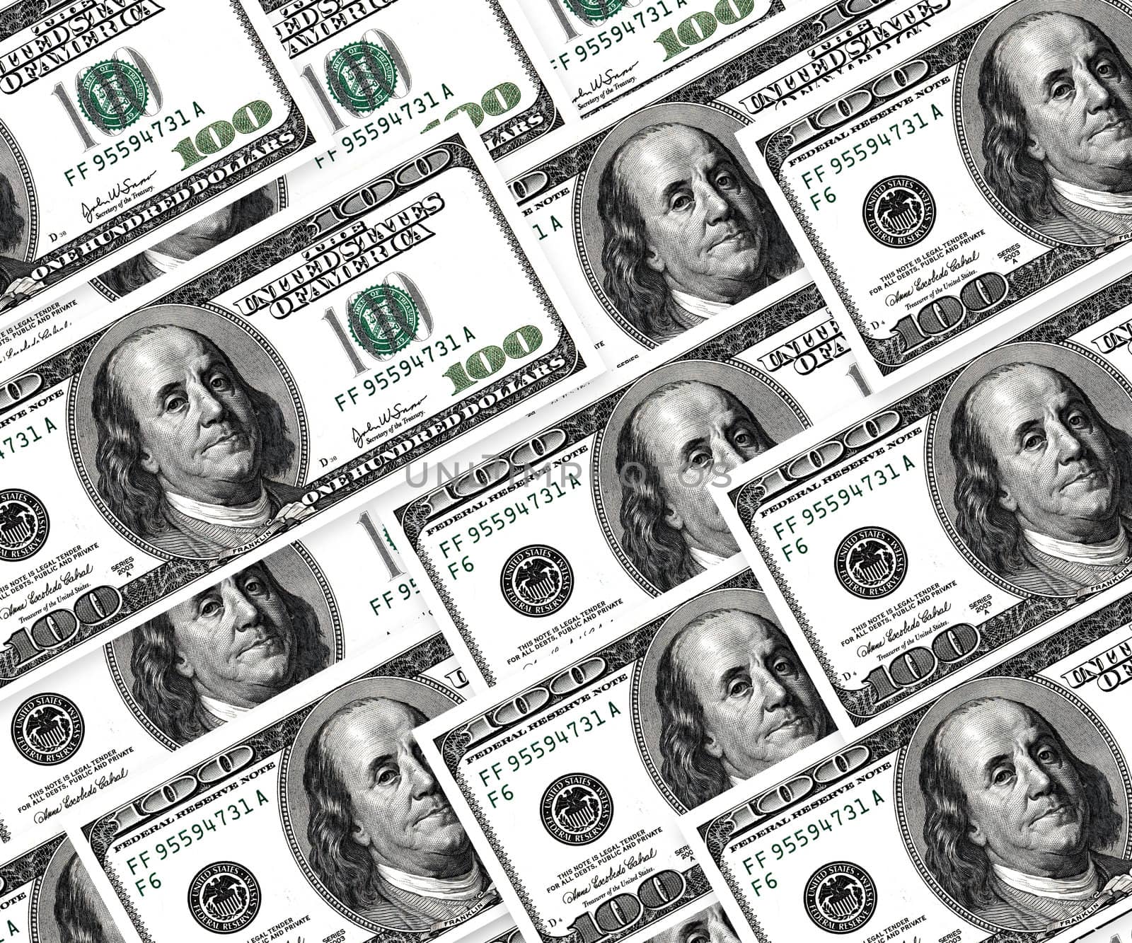 Money background, american hundred dollar bills.