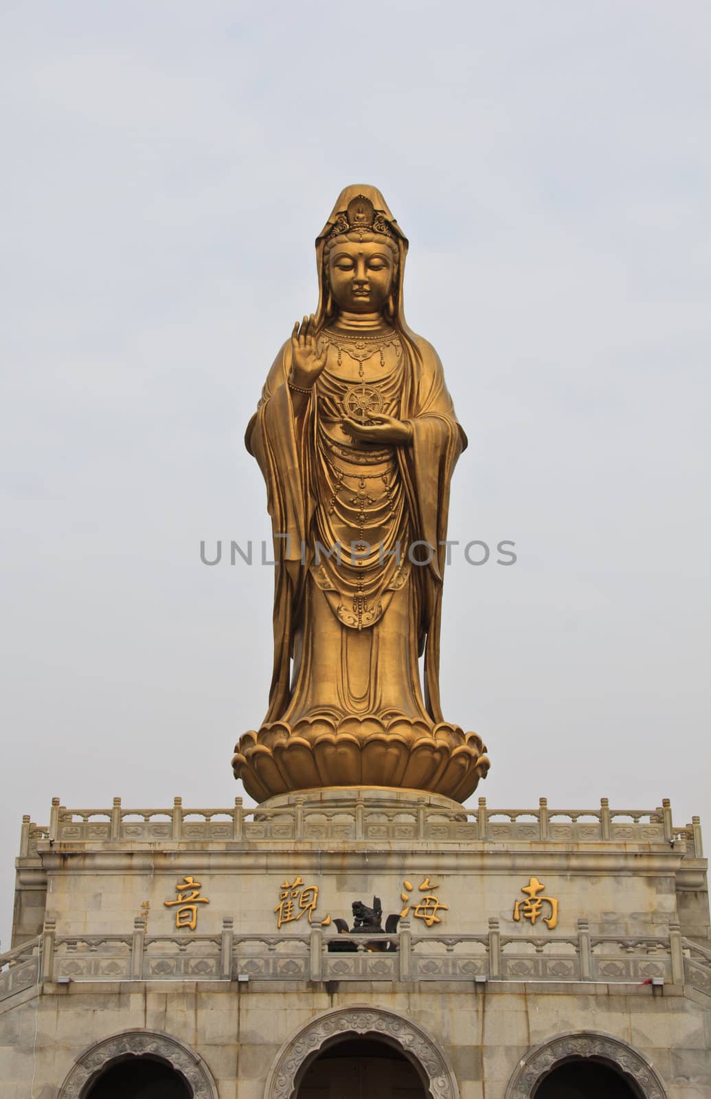 Guan Yin Statue wonderful, against Peaceful sky
