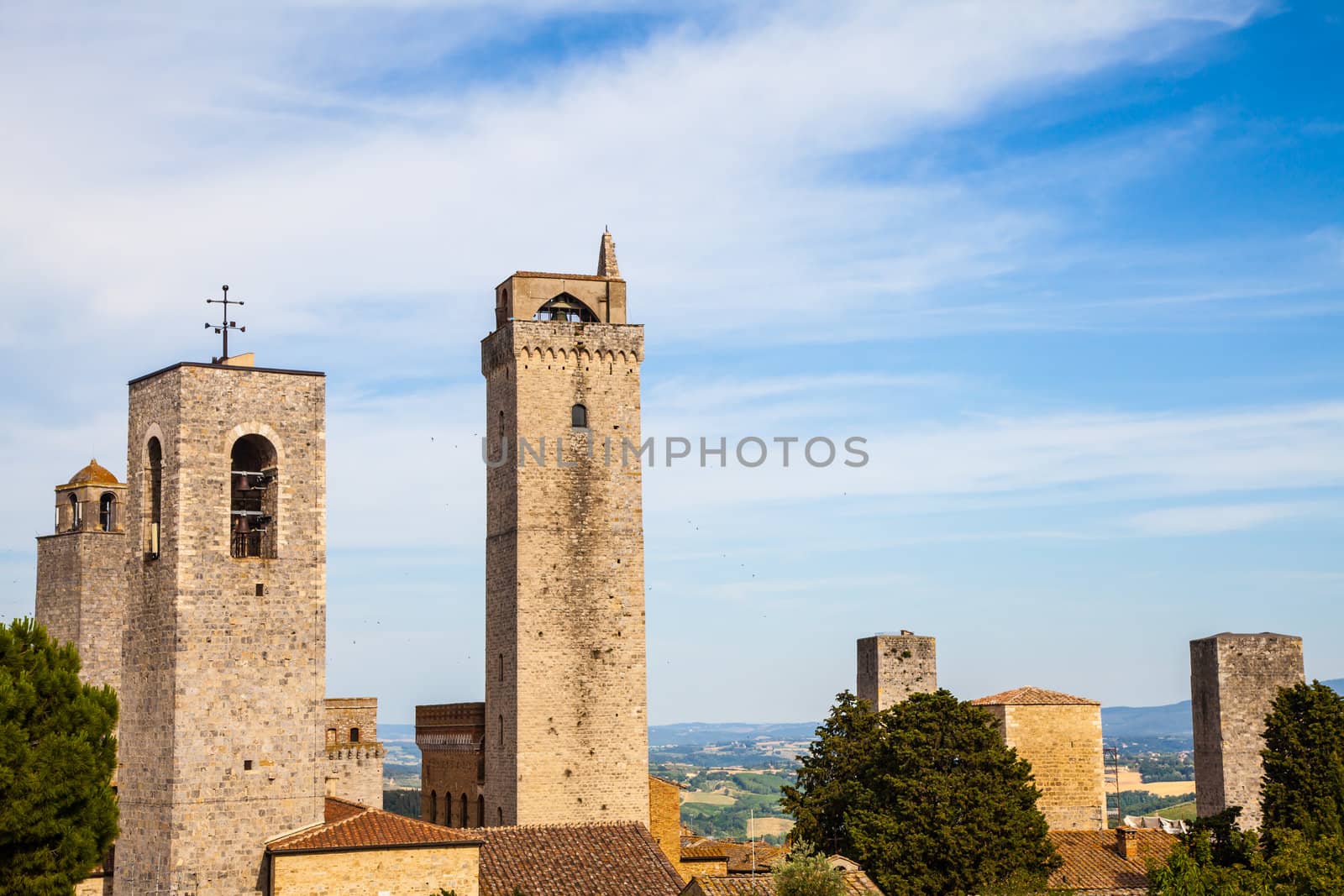 Italy, Tuscany. San Gimignano medieval town with 14 defensive towers