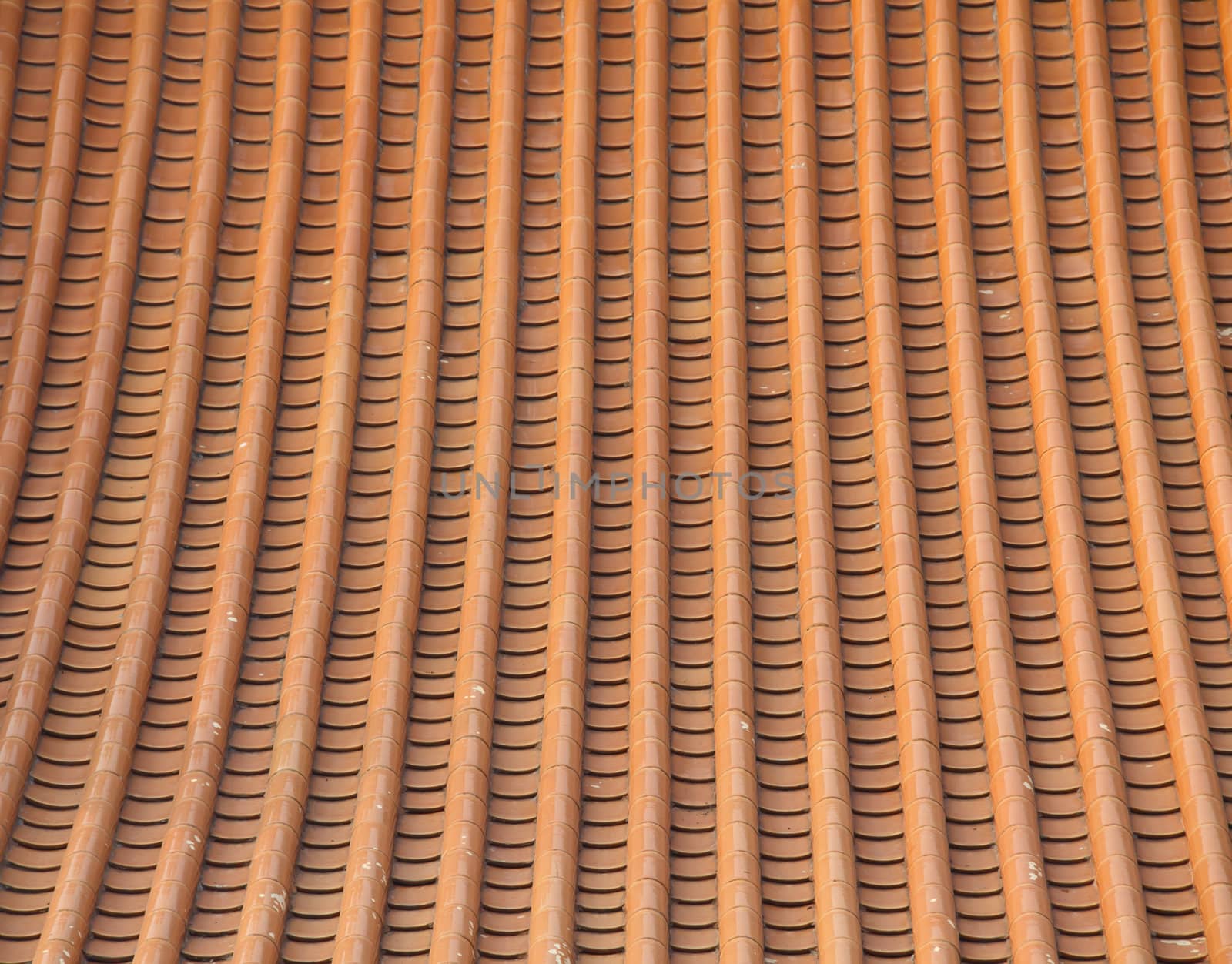 Orange ceramic roof on Thailand temple