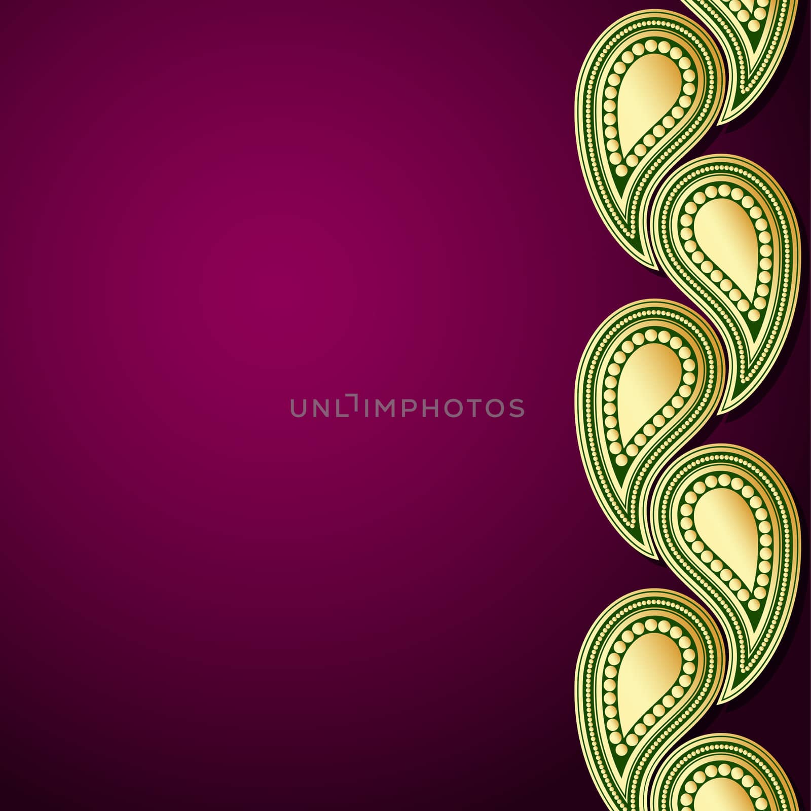 Purple and green template with gold paisley ornament