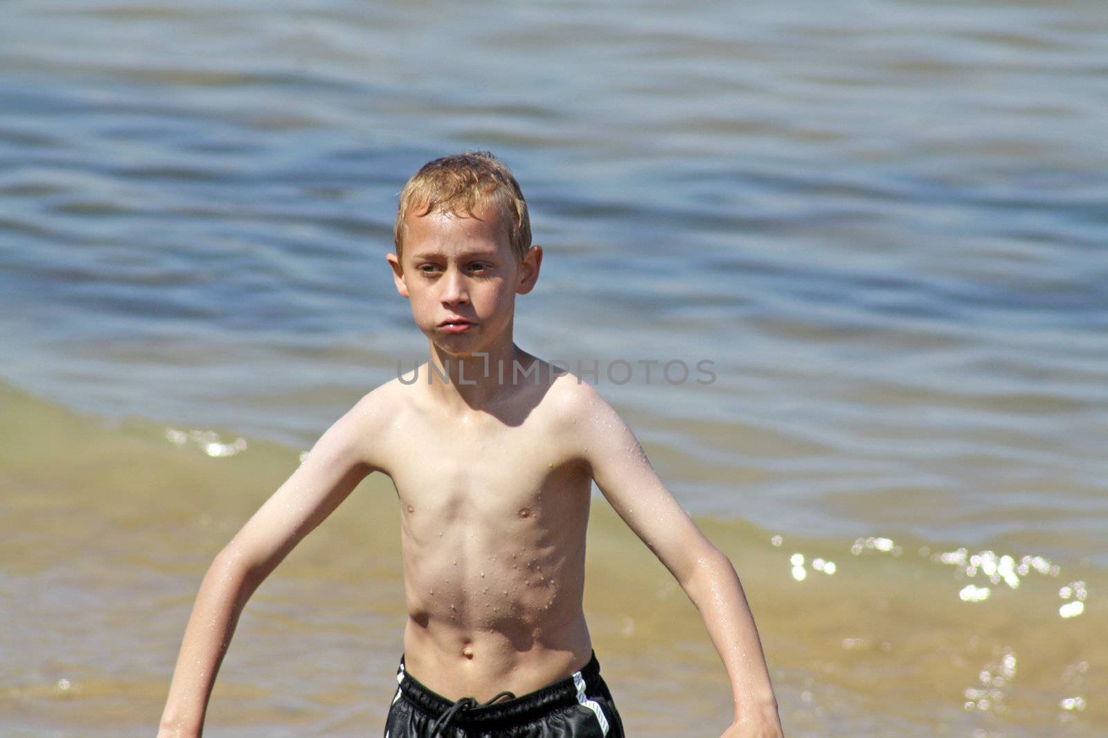 teenage boy in the sea