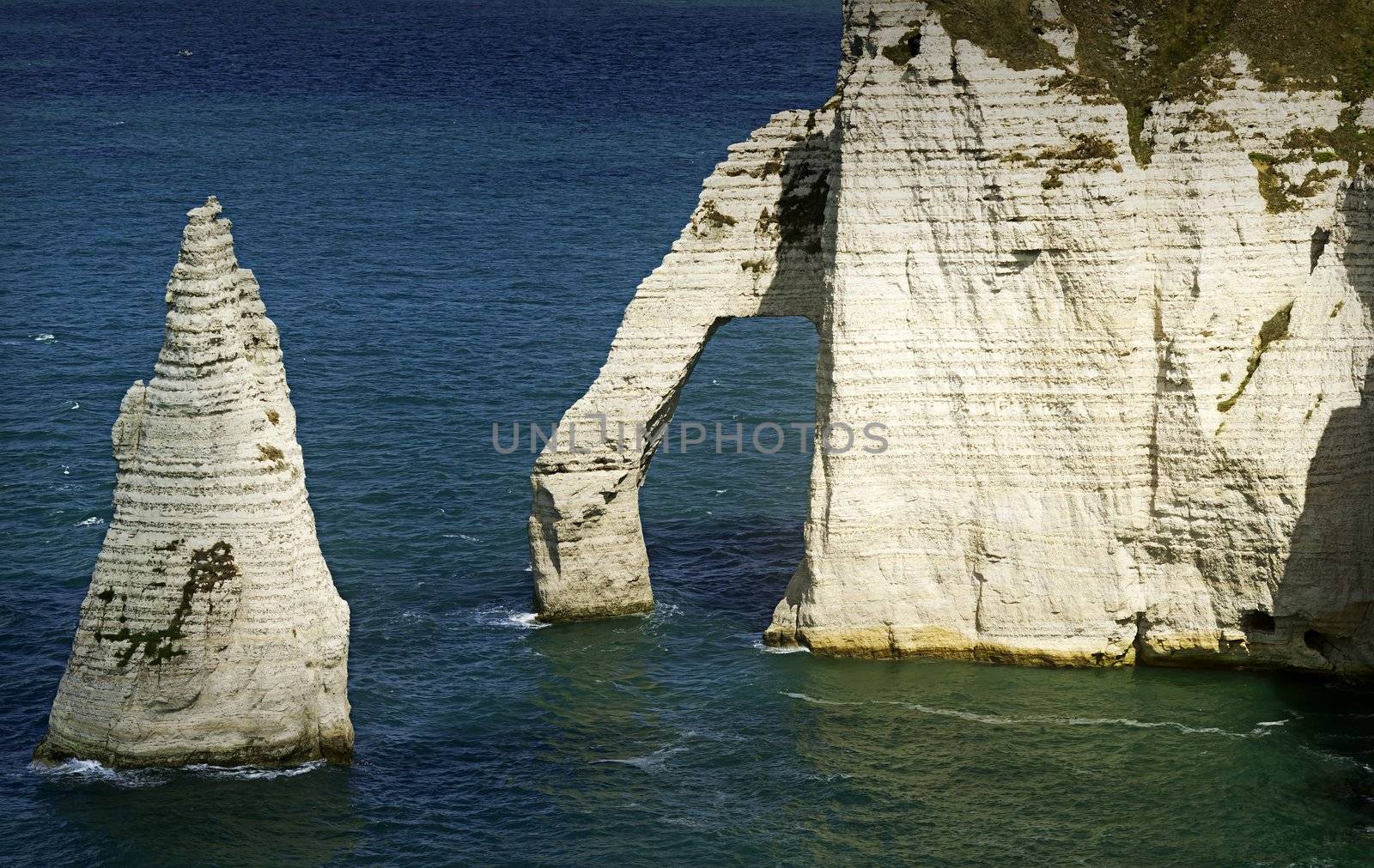 The Aval cliffs on the coast of Normandy