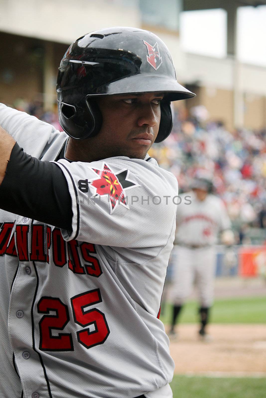 SCRANTON, PA - MAY 24: Indianapolis Indians Andy Marte bats during a game against the Scranton Wilkes Barre Yankees at PNC Field on May 24, 2011 in Scranton, PA.
