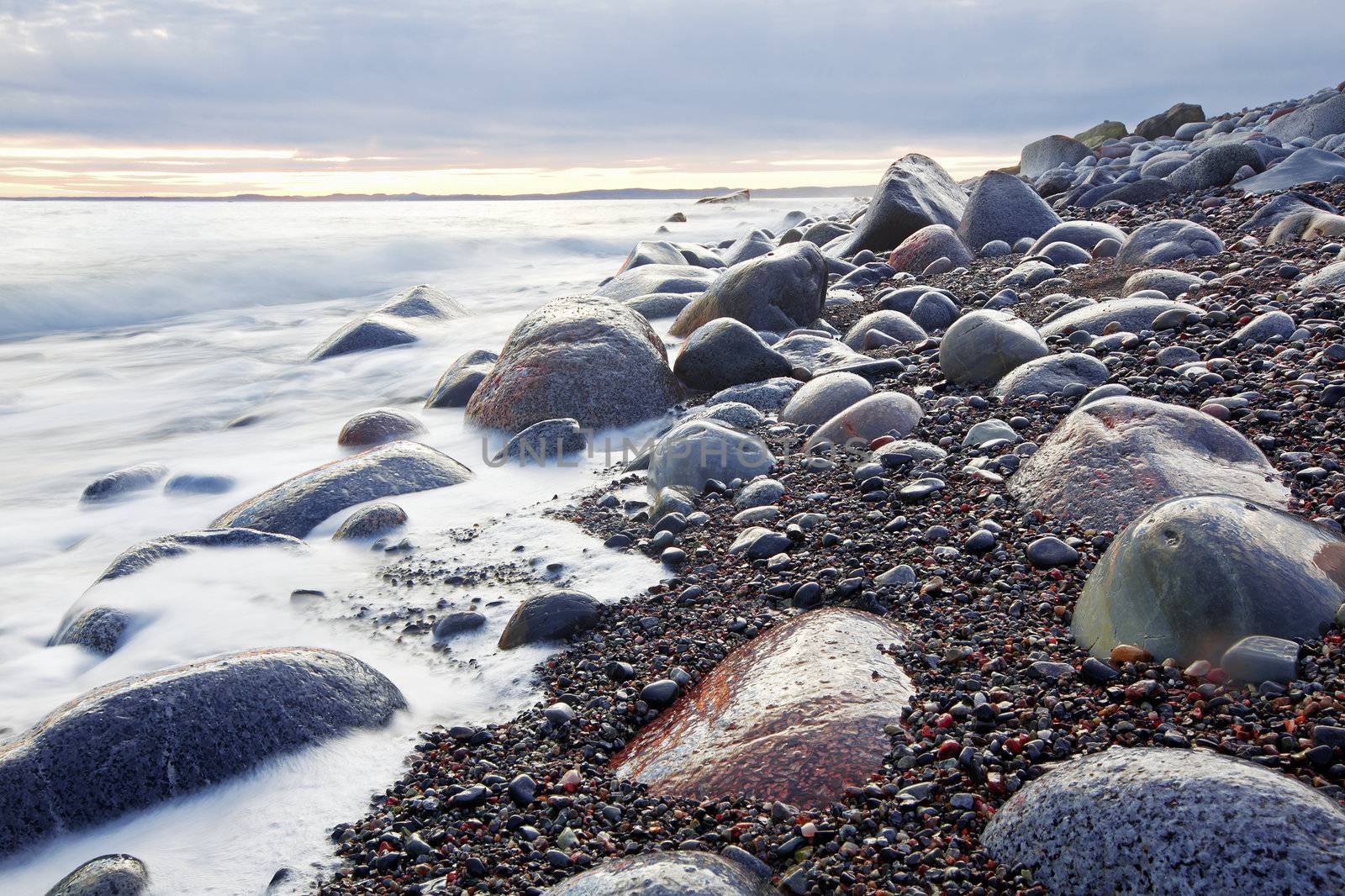 Sunset in wintertime at the Norwegian coast, Moelen