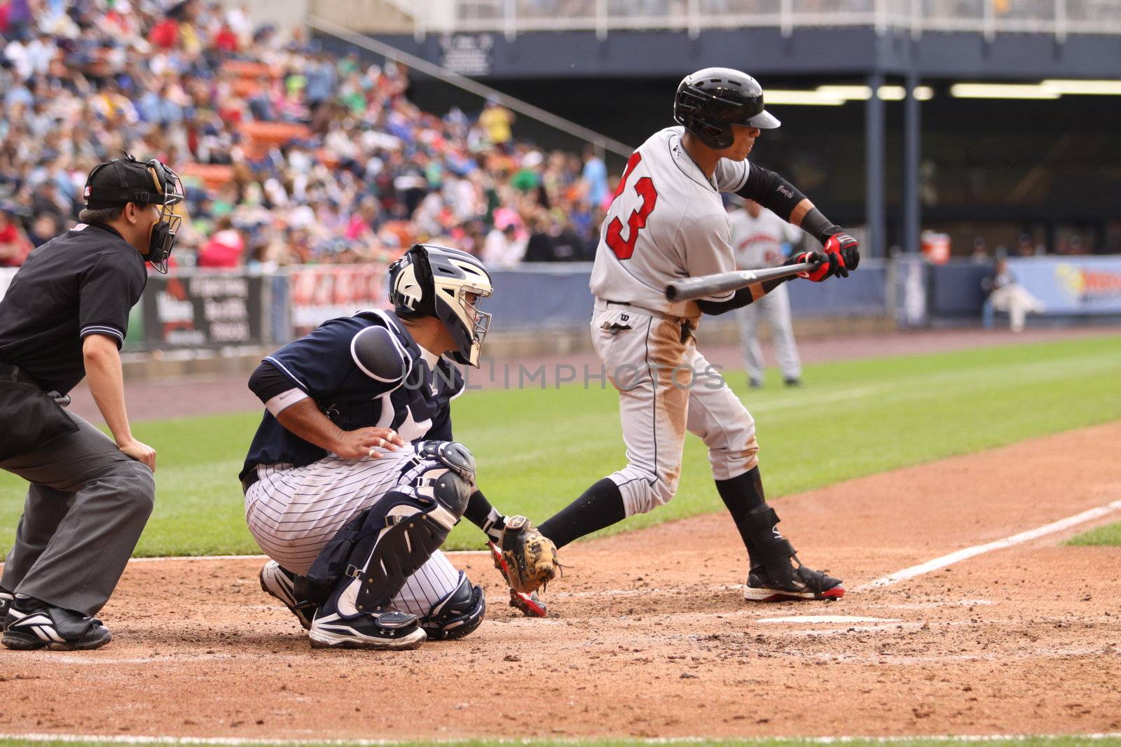 SCRANTON, PA - MAY 24: Indianapolis Indians Gorkys Hernandez bats during a game againt the Scranton Wilkes Barre Yankees at PNC Field on May 24, 2011 in Scranton, PA.