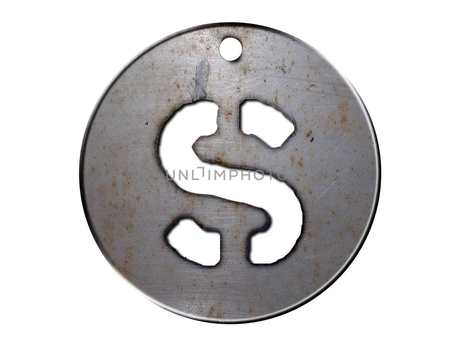 one letter of metallic disc alphabet 