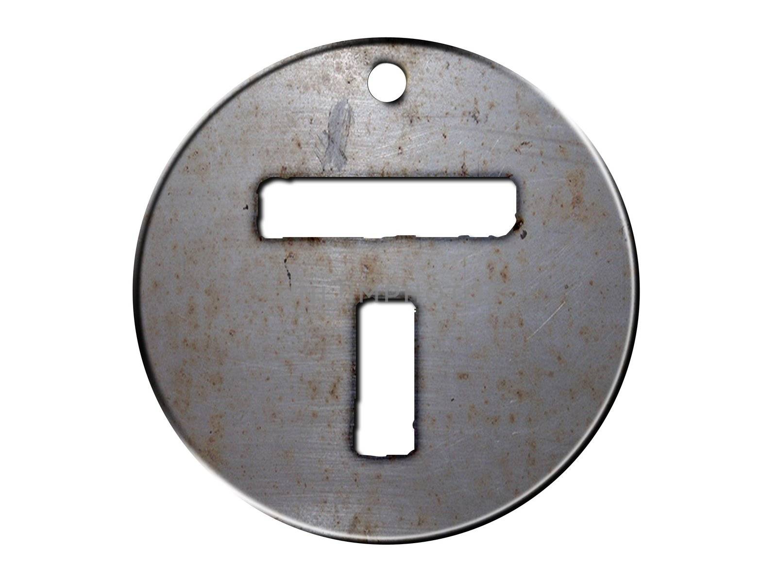 one letter of metallic disc alphabet 